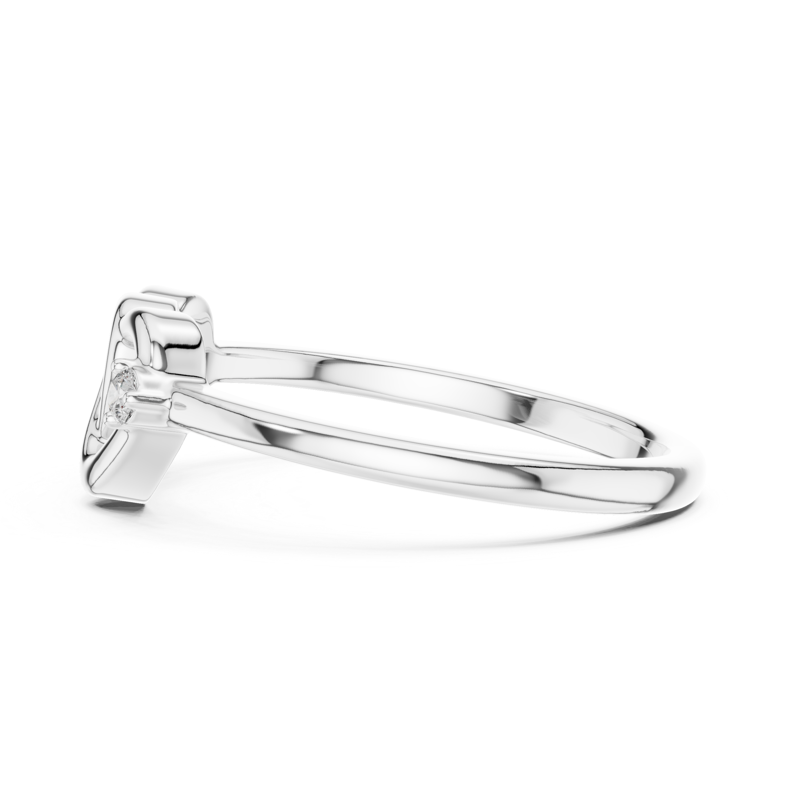 Double Heart Diamond Minimal Ring