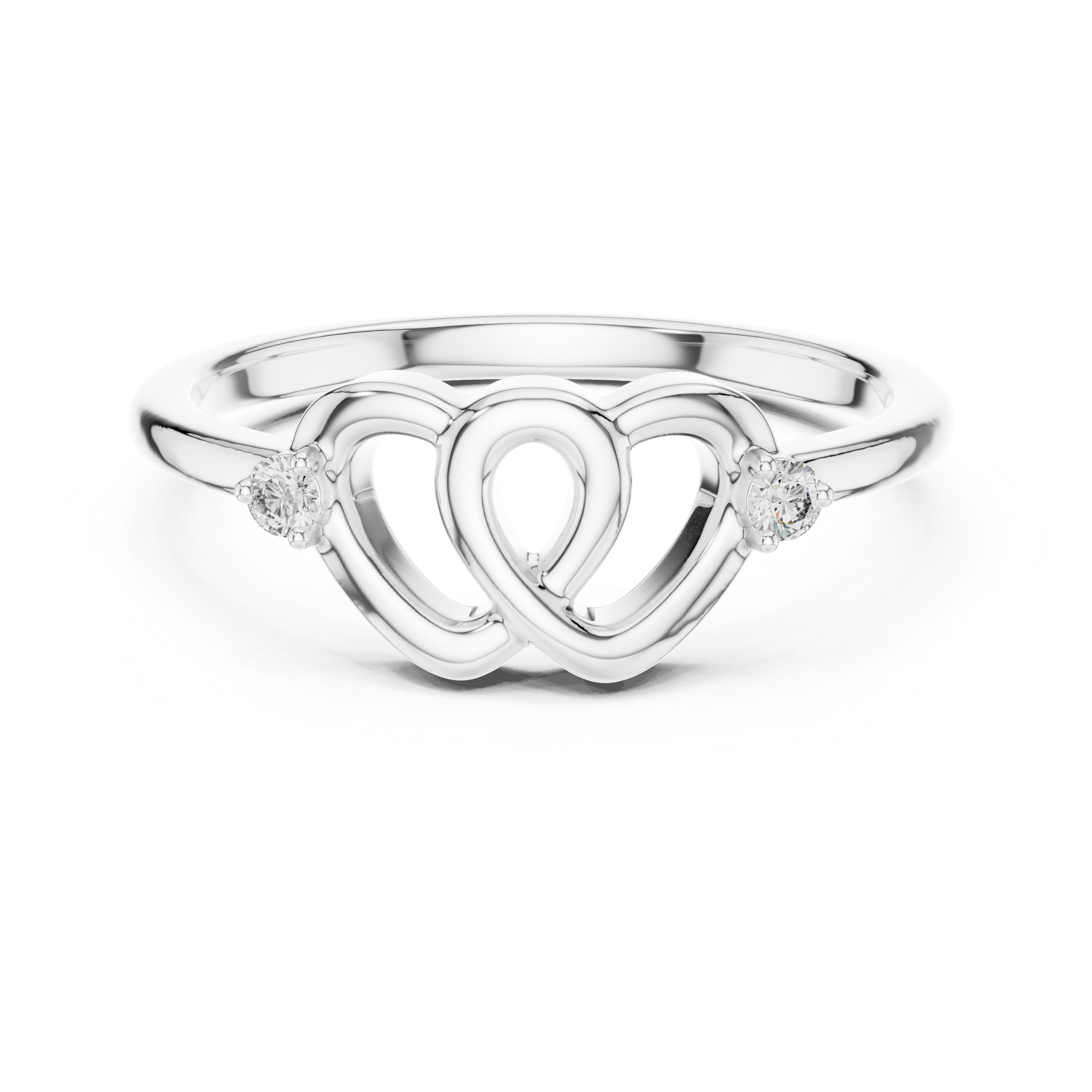 Double Heart Diamond Minimal Ring