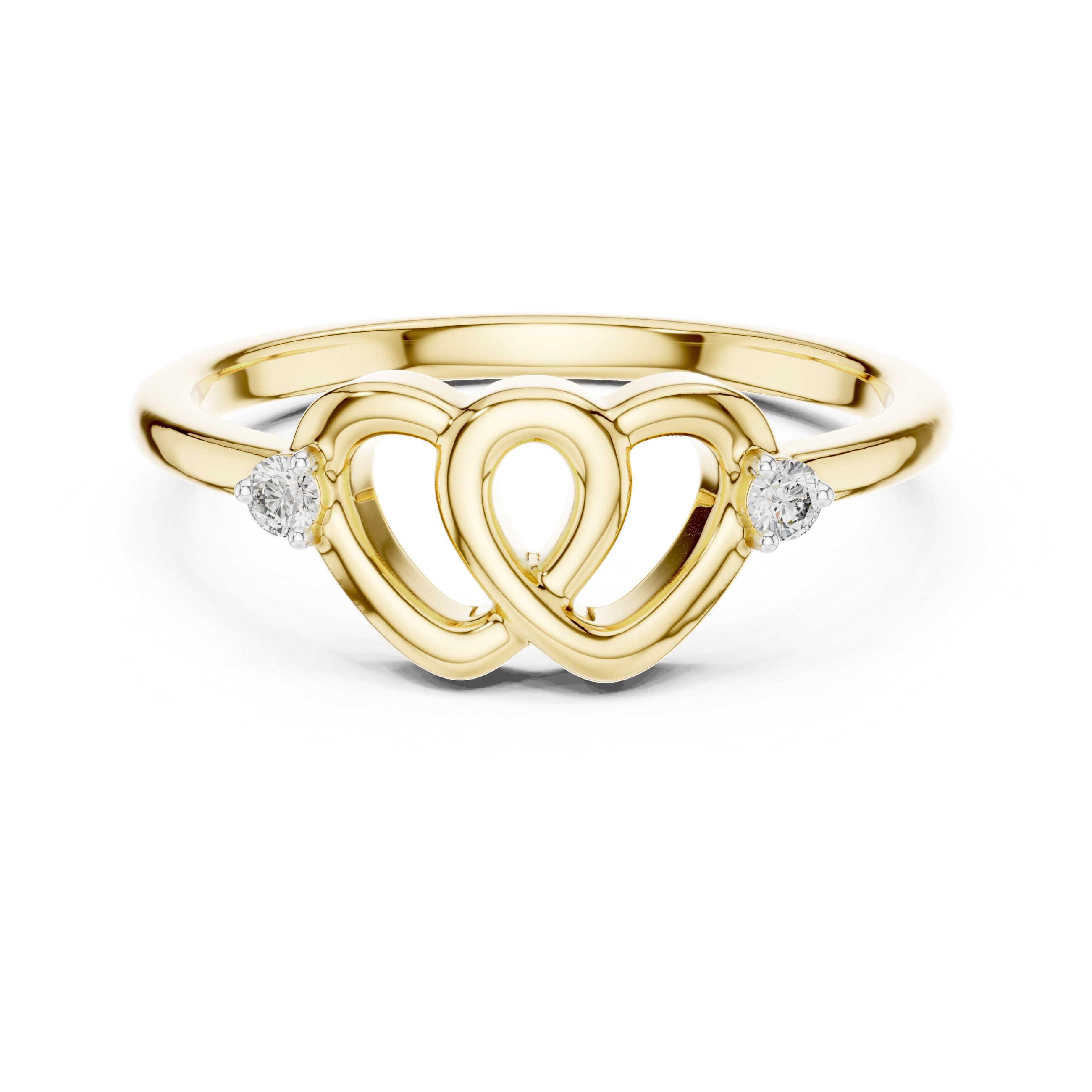 Double Heart Diamond Minimal Ring