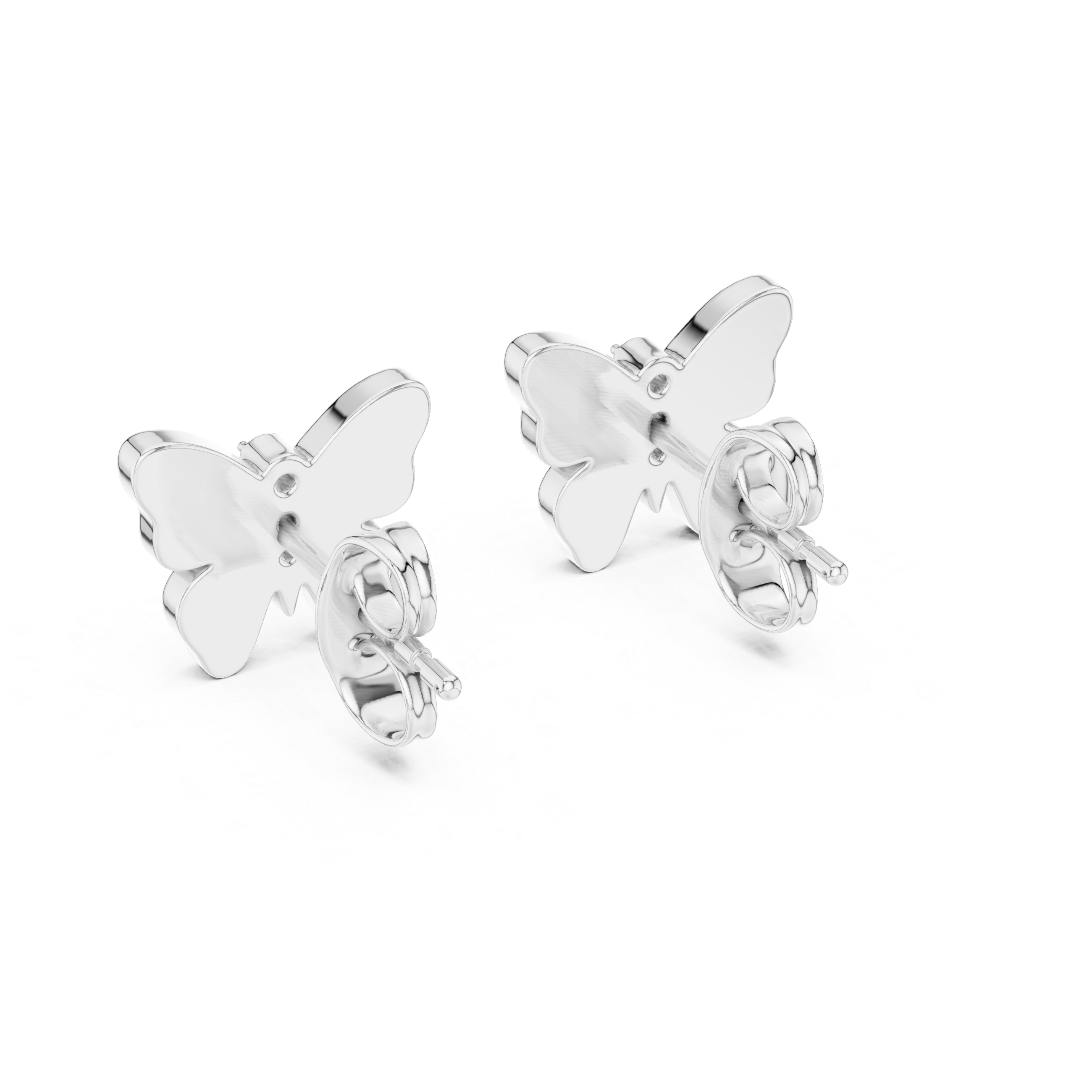 Enamel Butterfly Diamond Stud Earrings in Gold