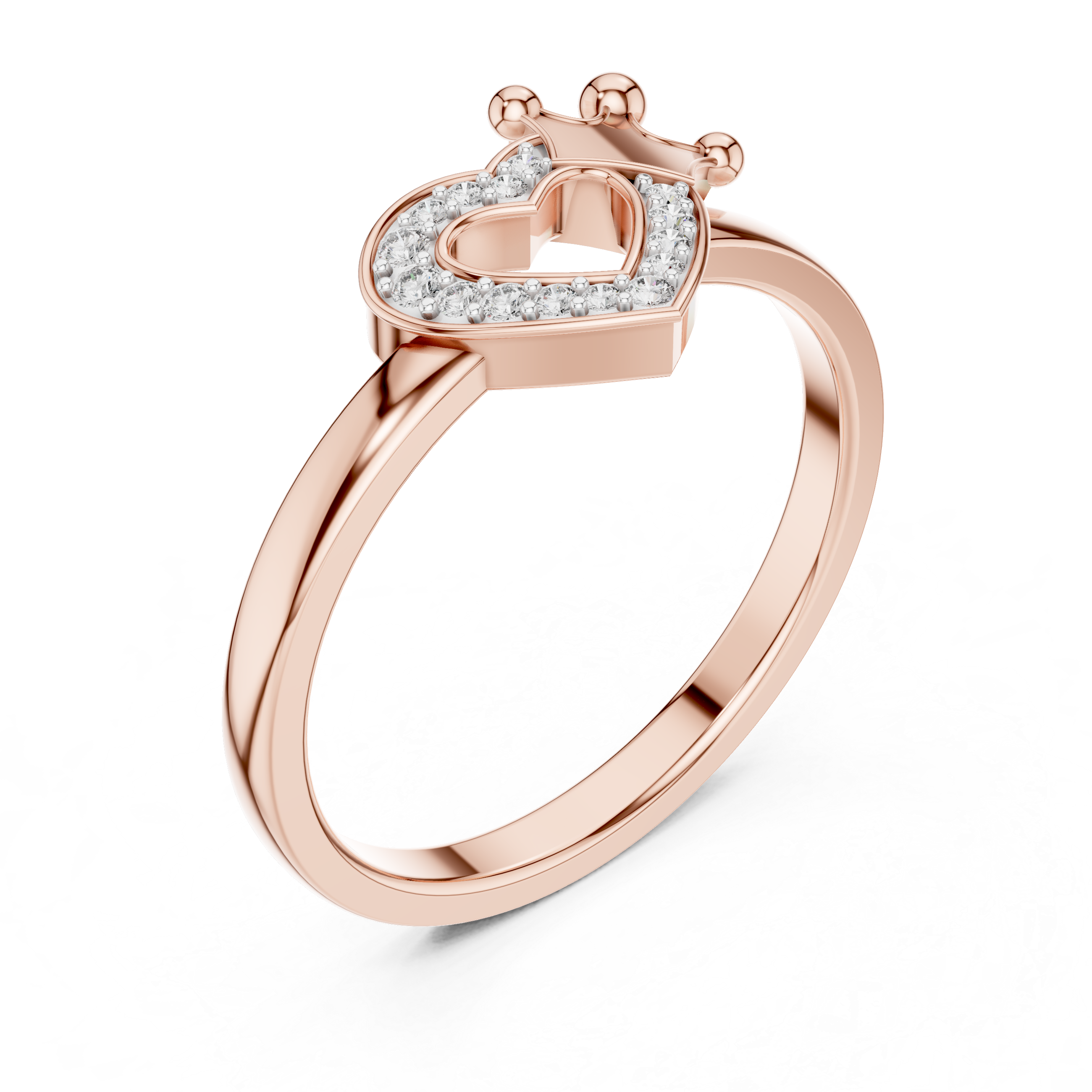 Heart & Crown Diamond Ring