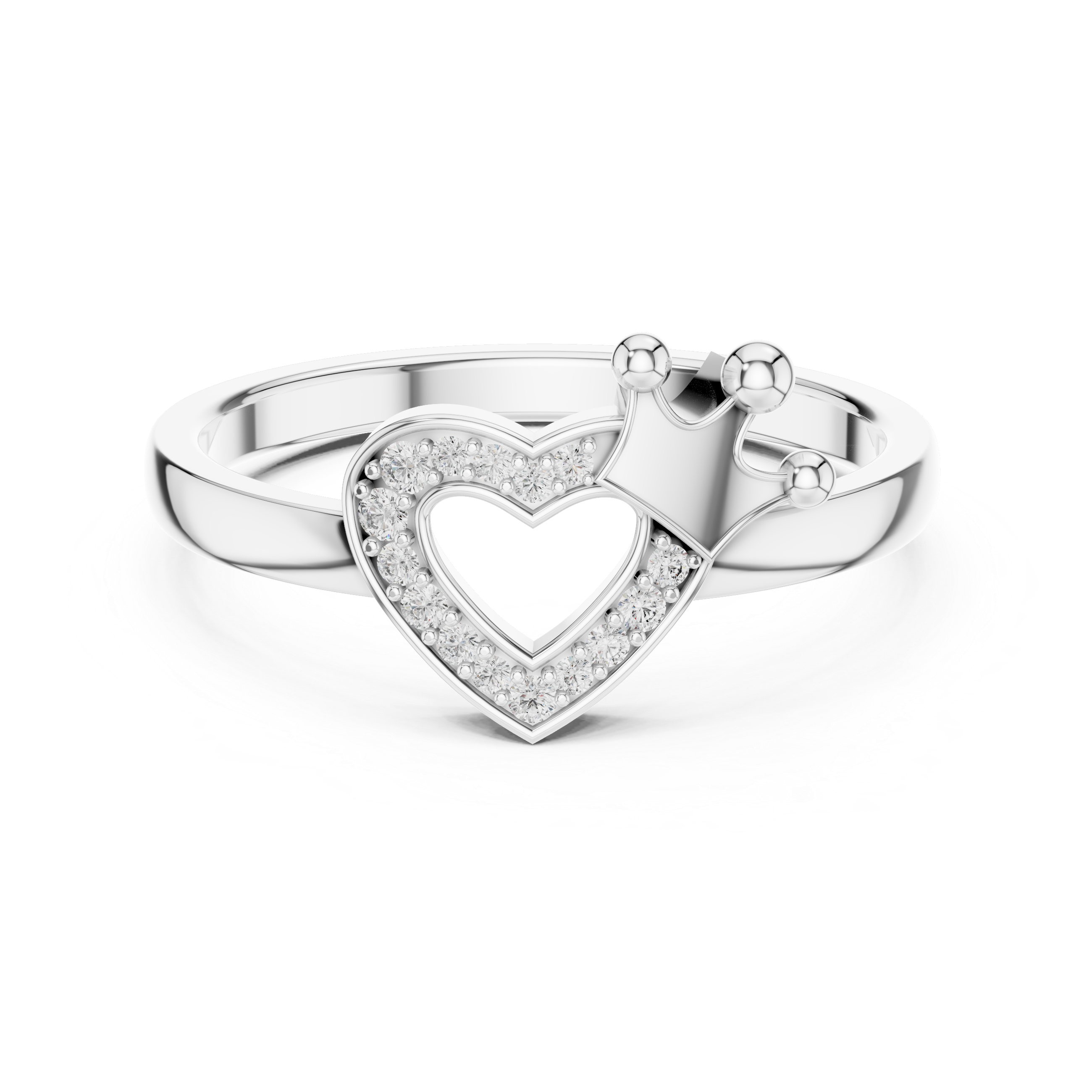 Heart & Crown Diamond Ring