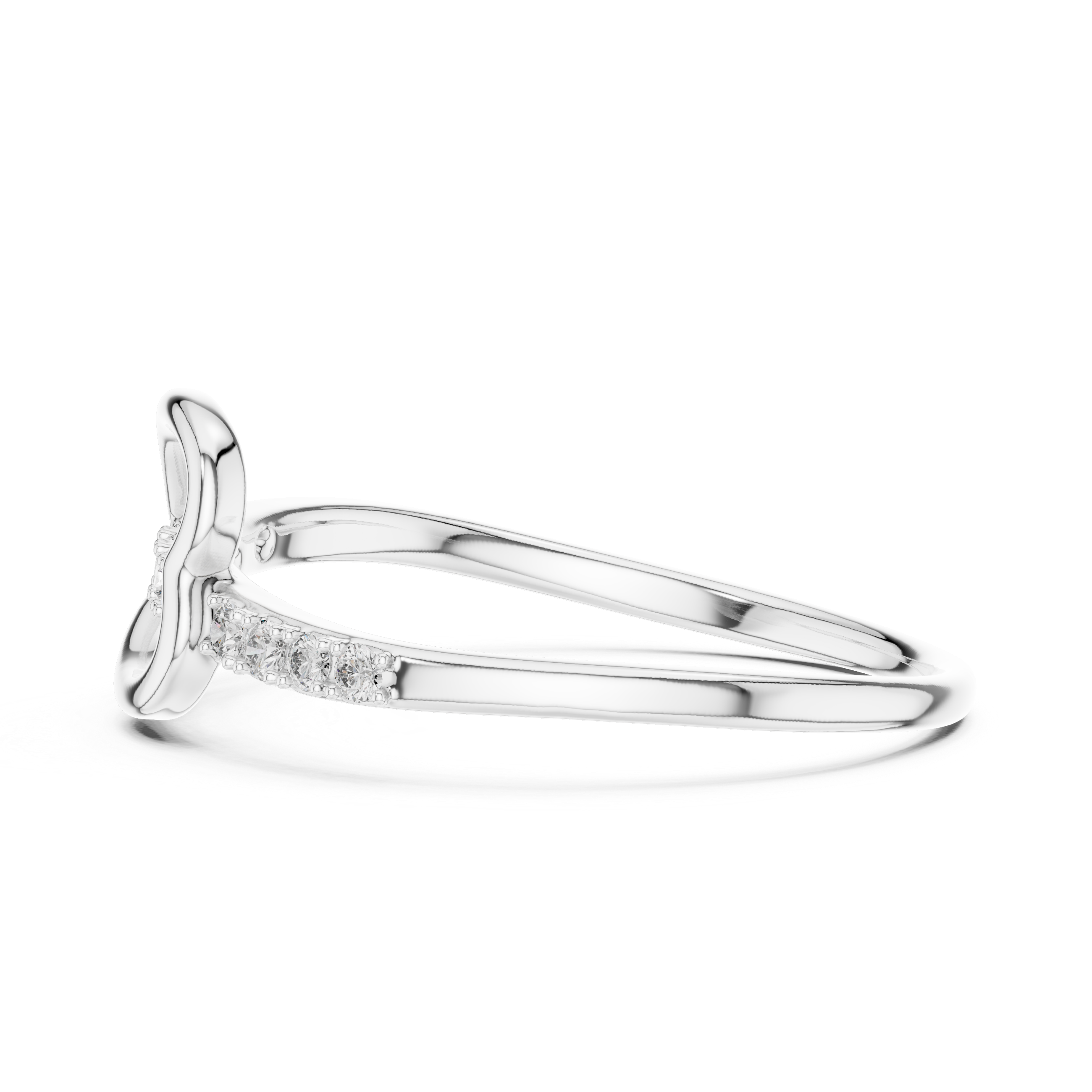 Modern Loop Diamond Accent Ring