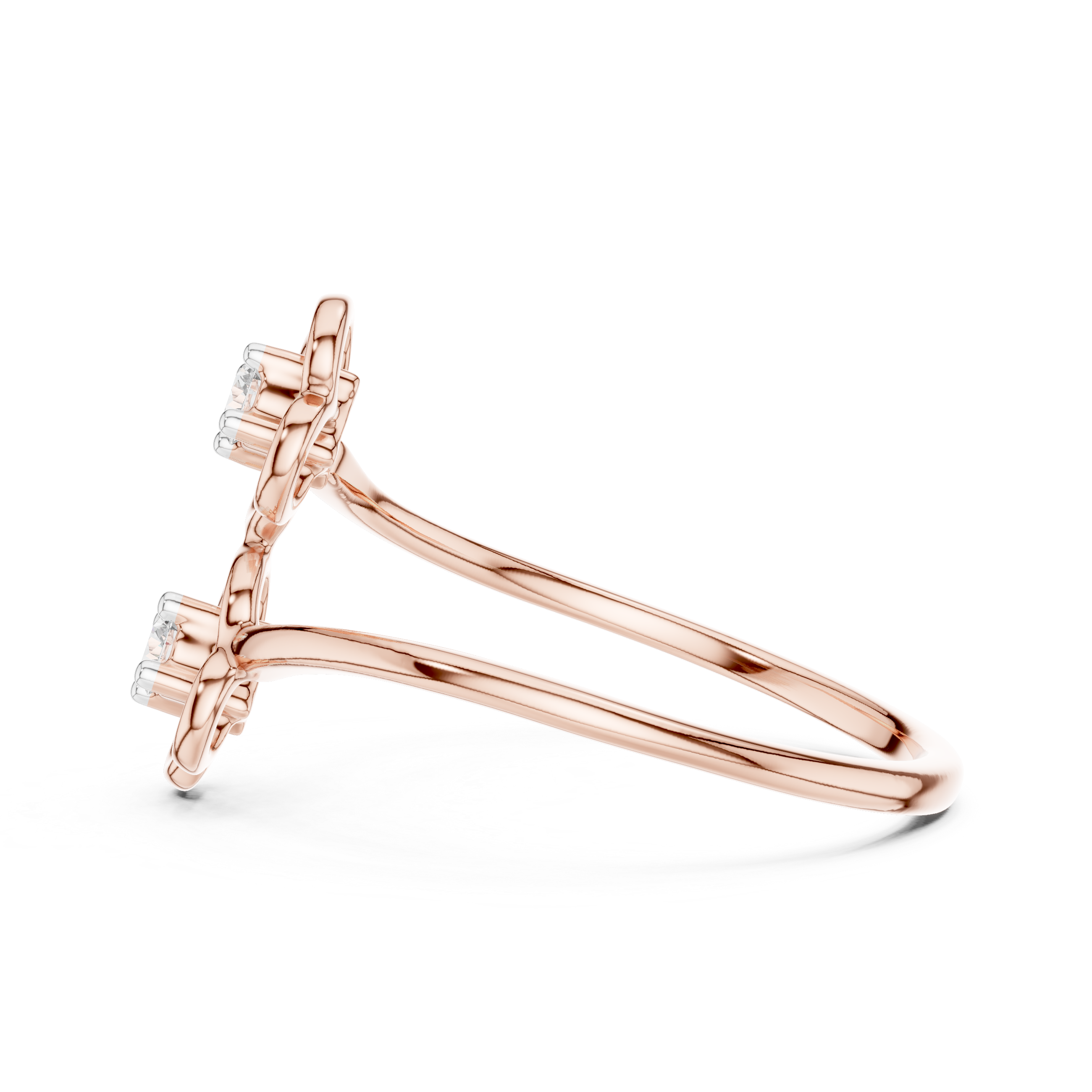 Double Floral Diamond Open Ring