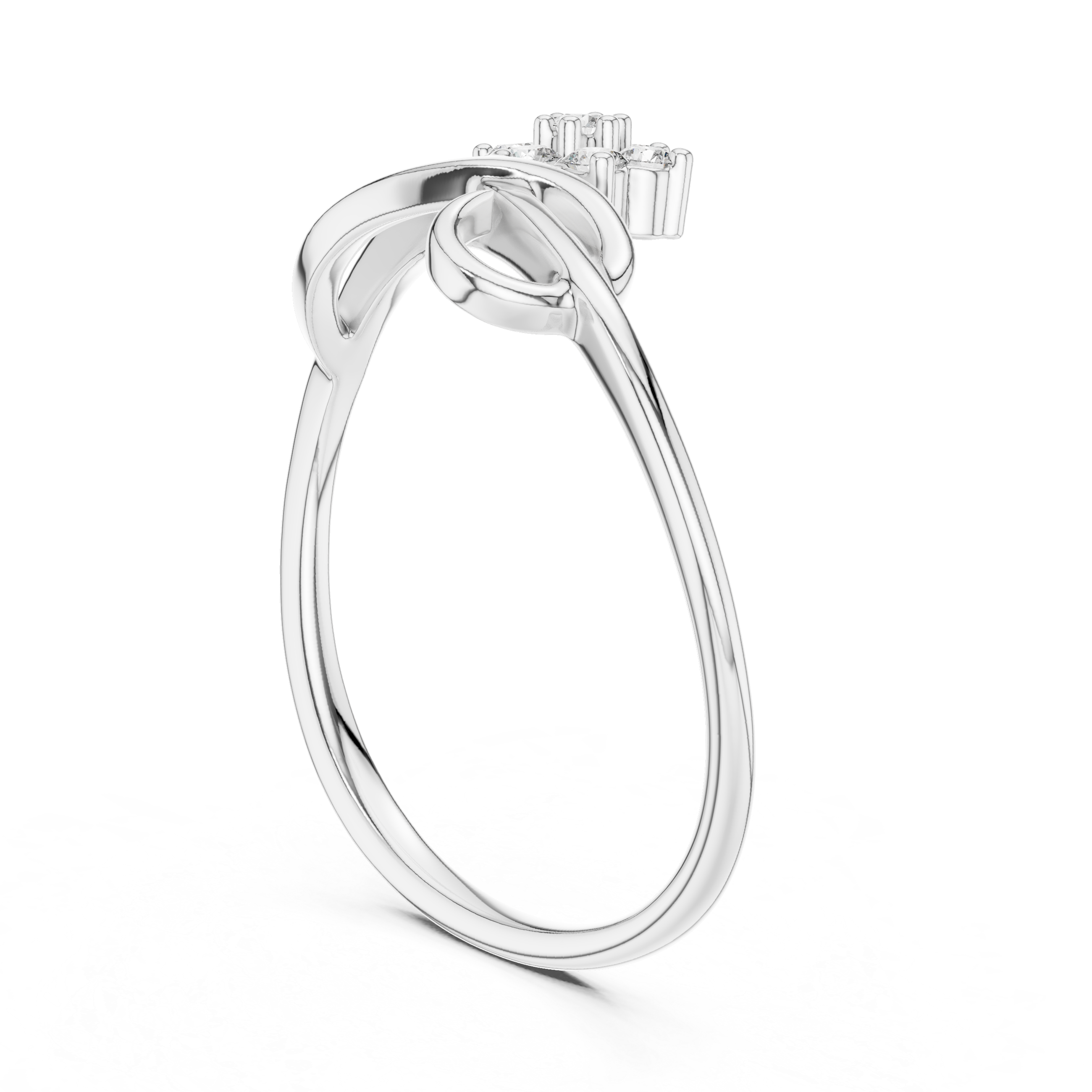 Floral Diamond Cluster Ring with Infinity Twist Band