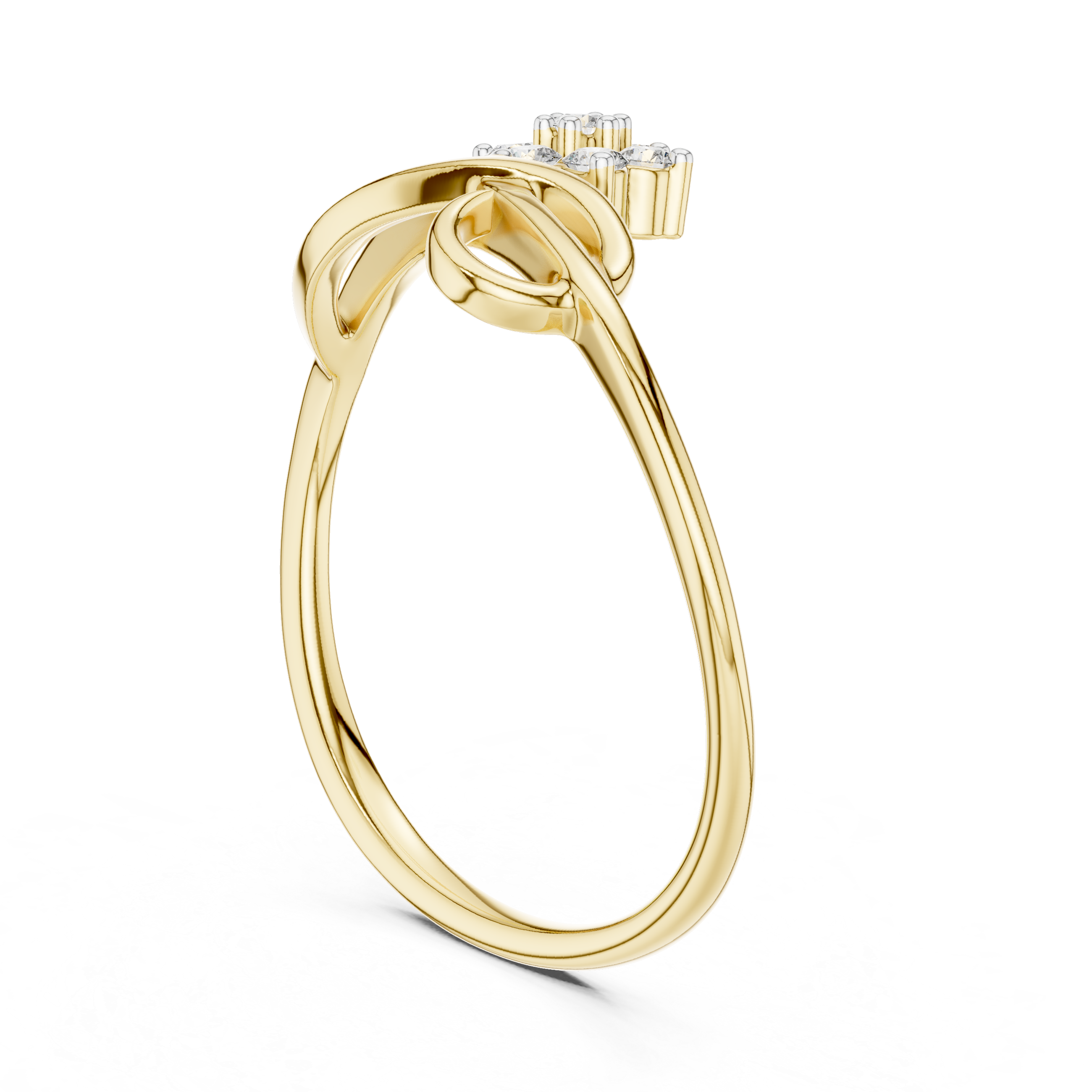 Floral Diamond Cluster Ring with Infinity Twist Band