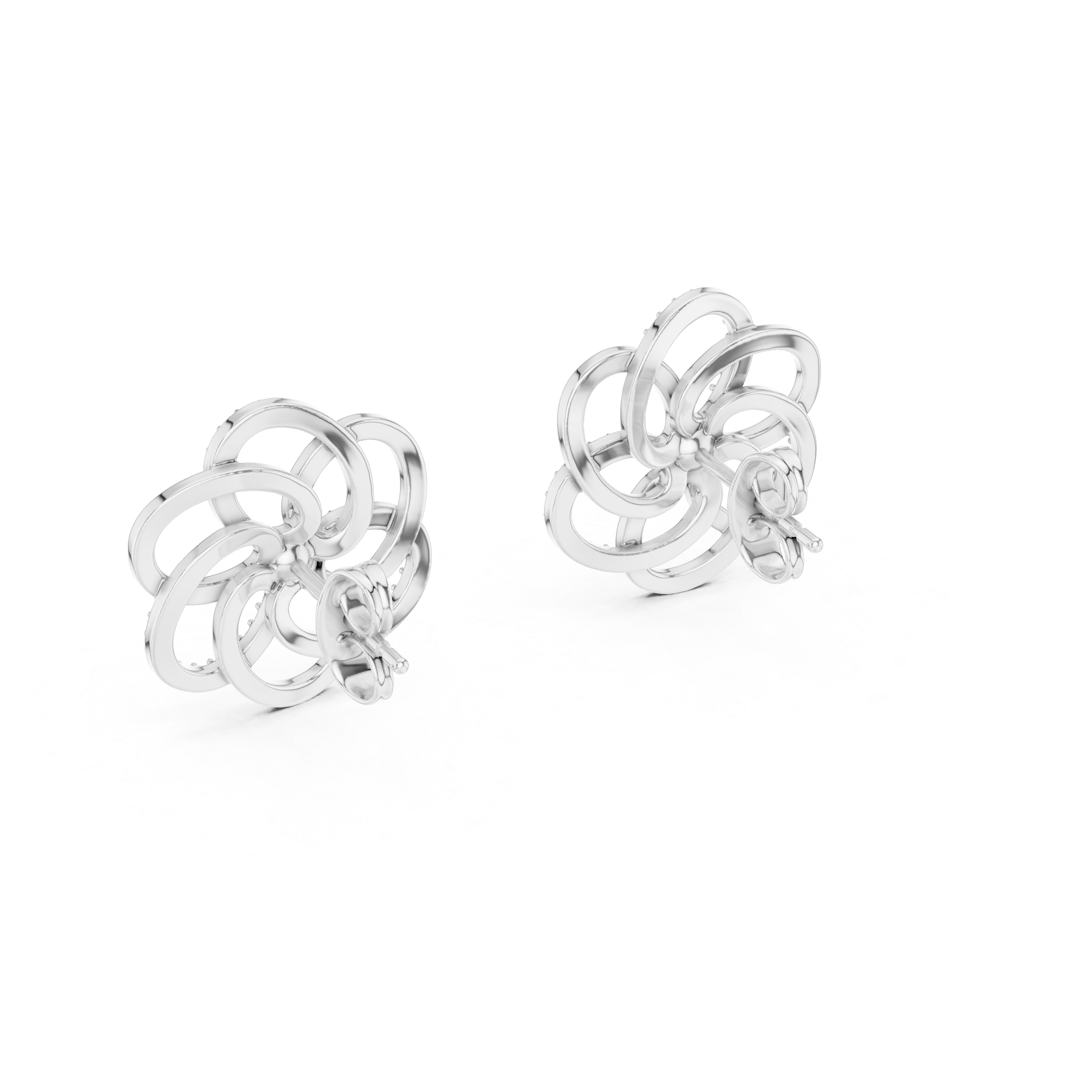Floral Loop Diamond Stud Earrings – Intertwined Petal Design