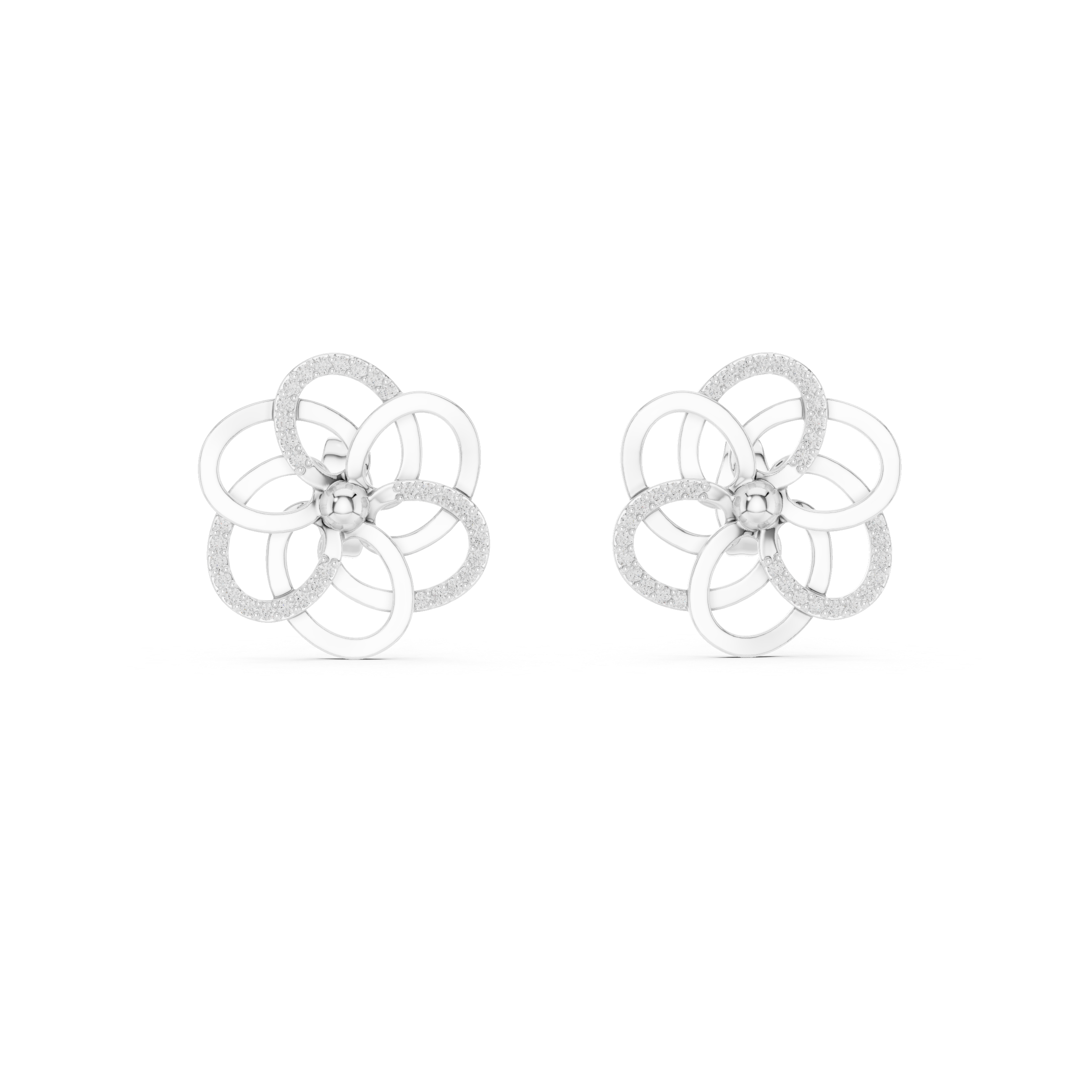 Floral Loop Diamond Stud Earrings – Intertwined Petal Design