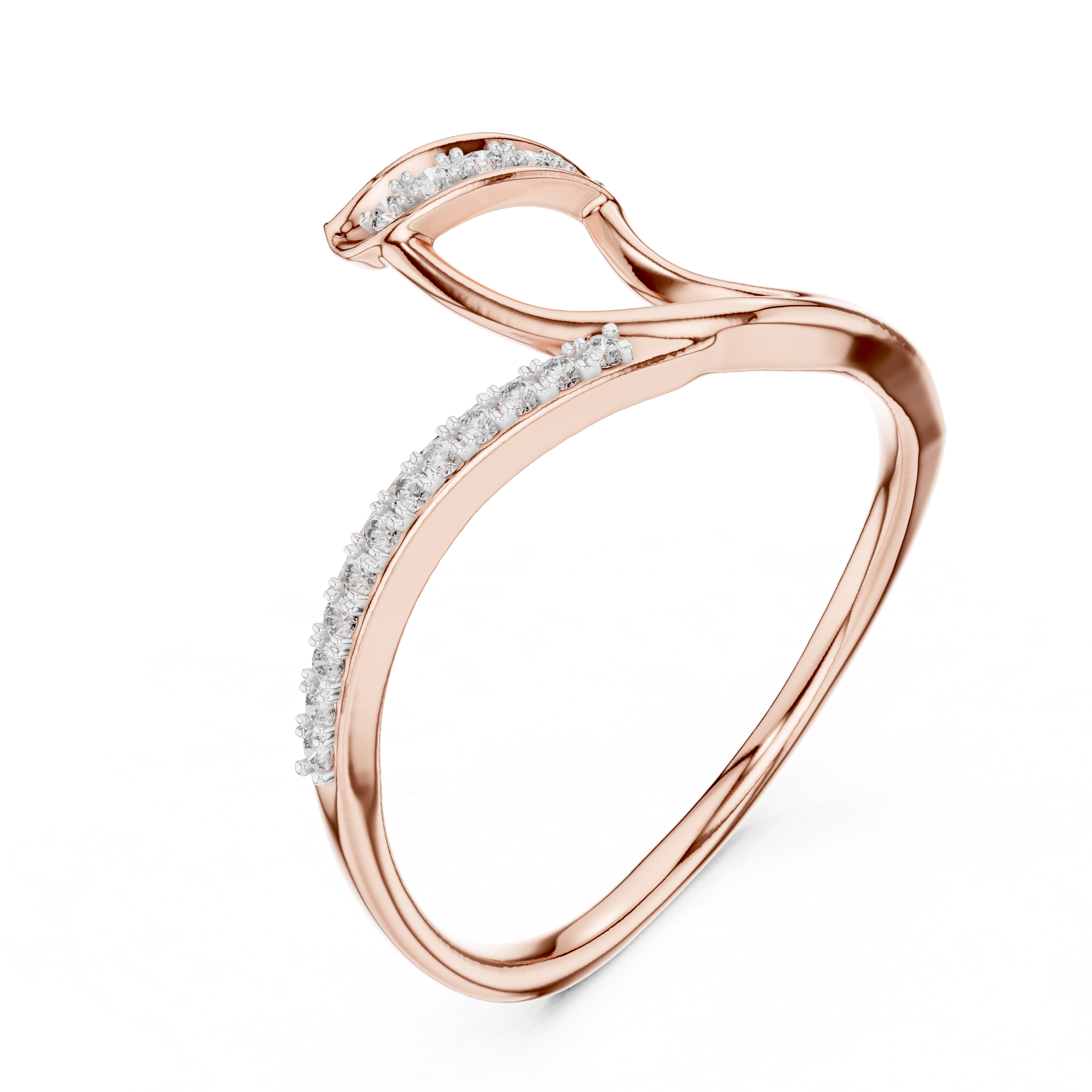 Modern Twist Diamond Ring – Open Wrap Pavé Design