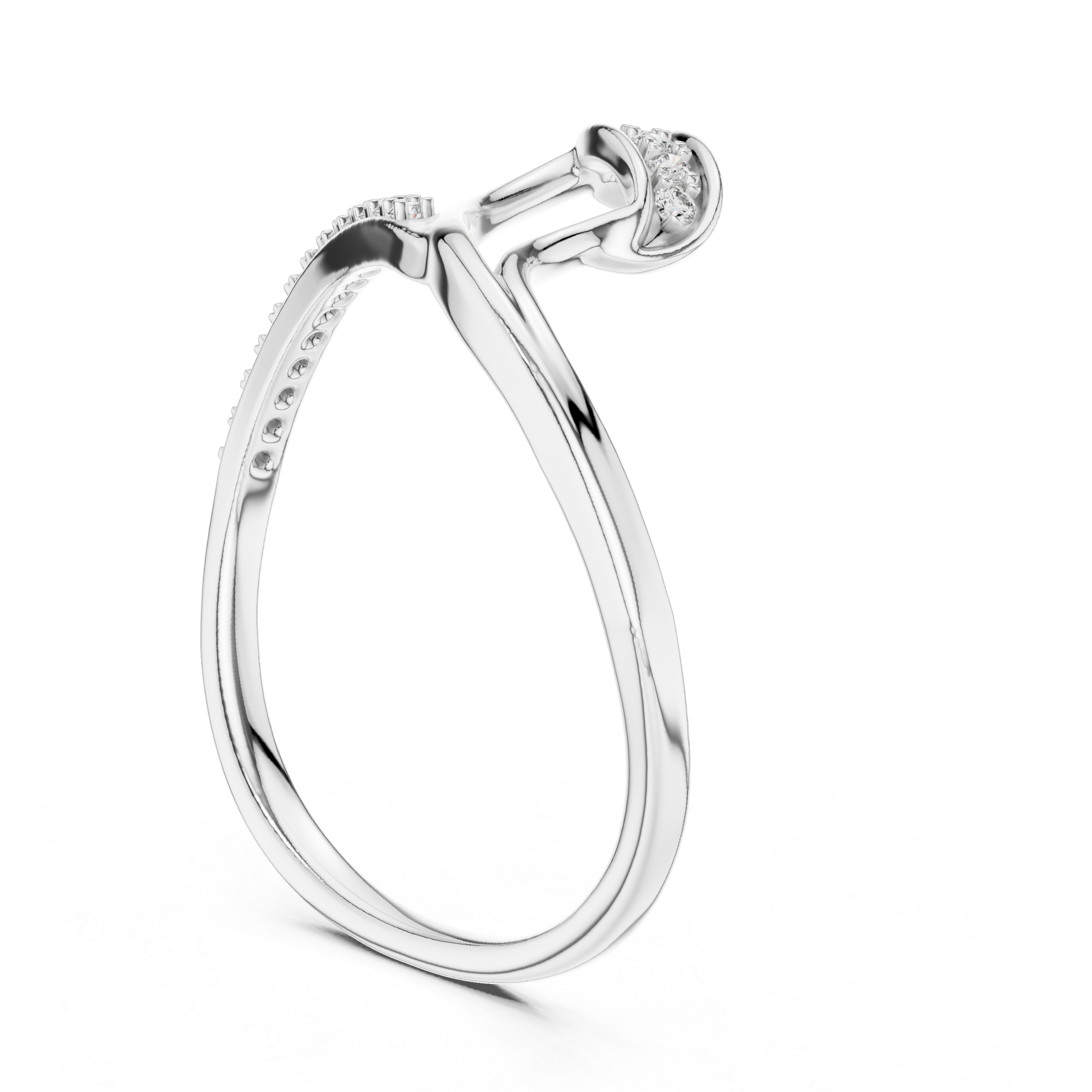 Modern Twist Diamond Ring – Open Wrap Pavé Design