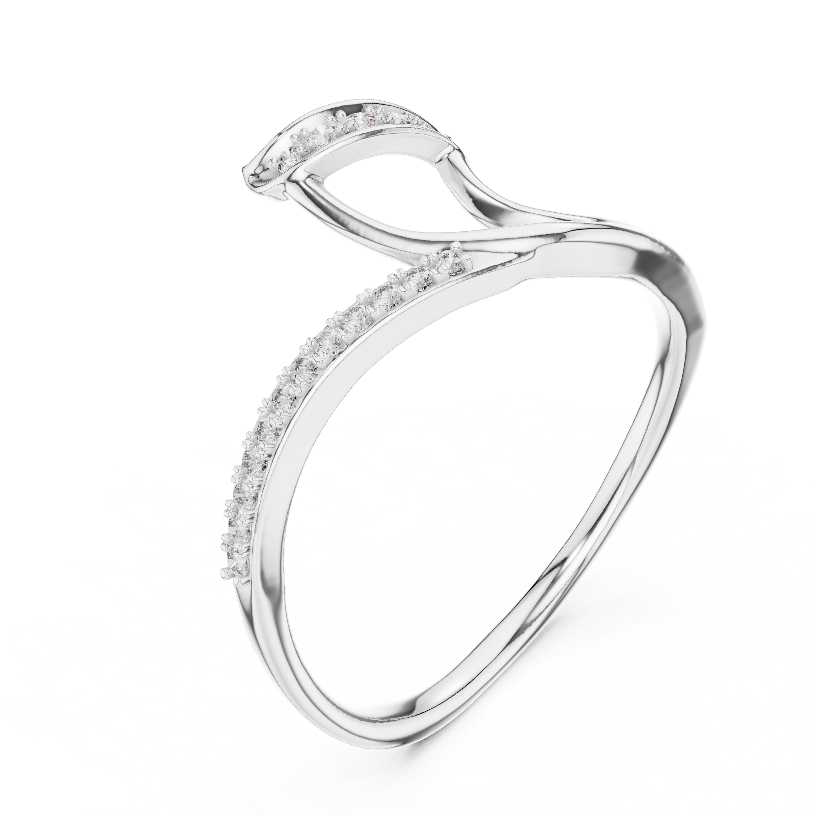 Modern Twist Diamond Ring – Open Wrap Pavé Design
