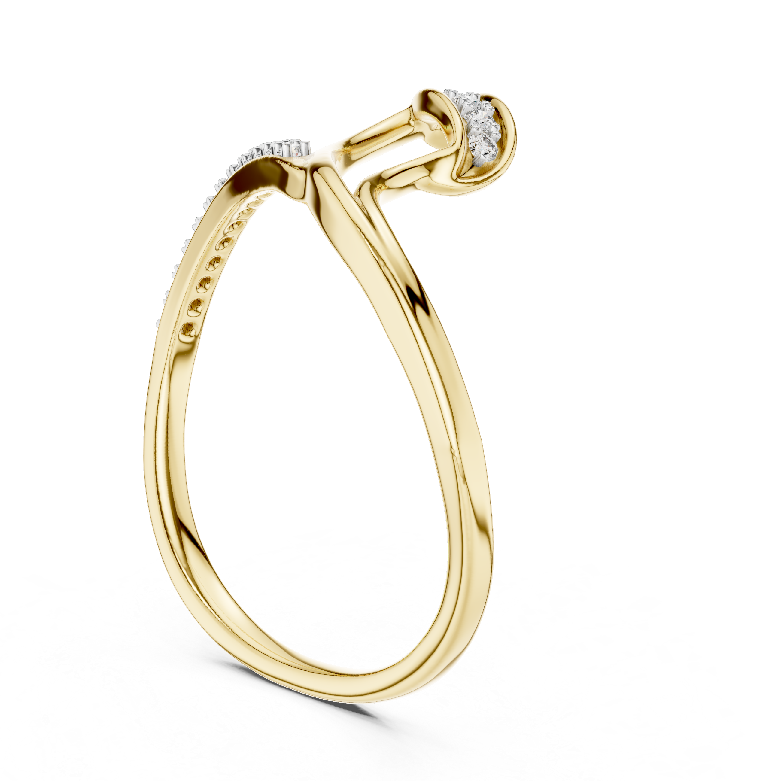 Modern Twist Diamond Ring – Open Wrap Pavé Design
