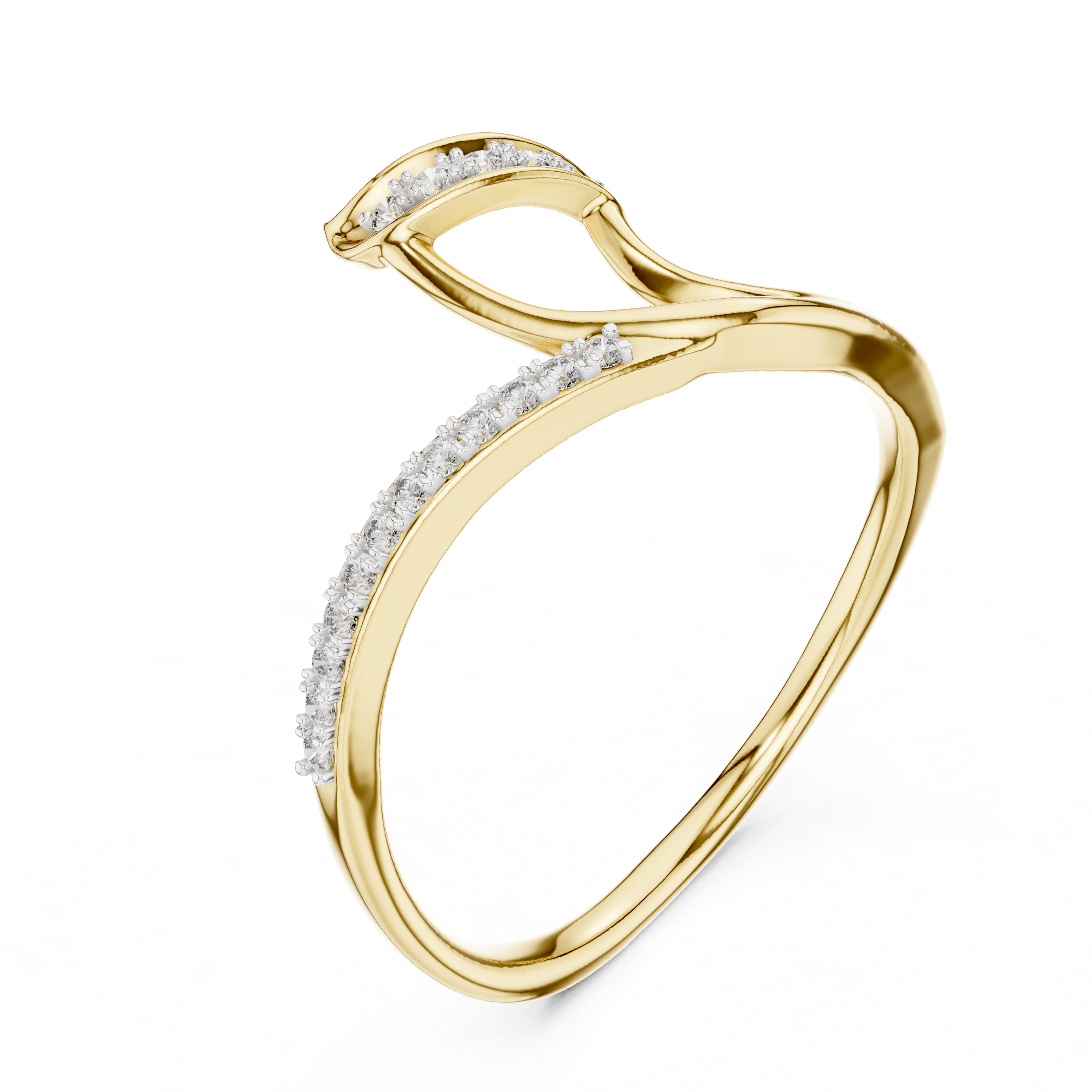 Modern Twist Diamond Ring – Open Wrap Pavé Design