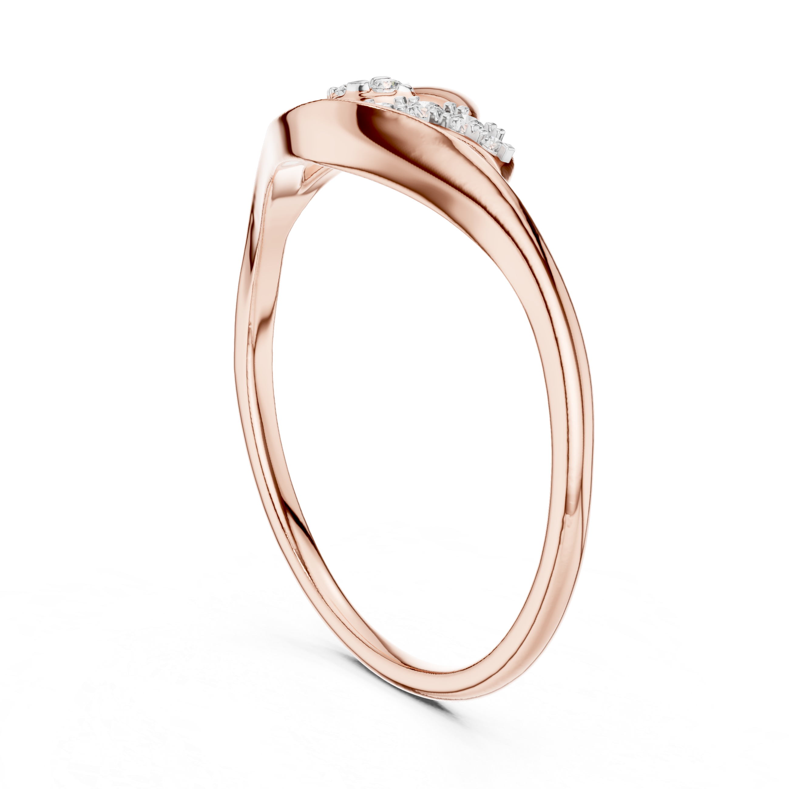 Elegant Diamond Wave Leaf Ring