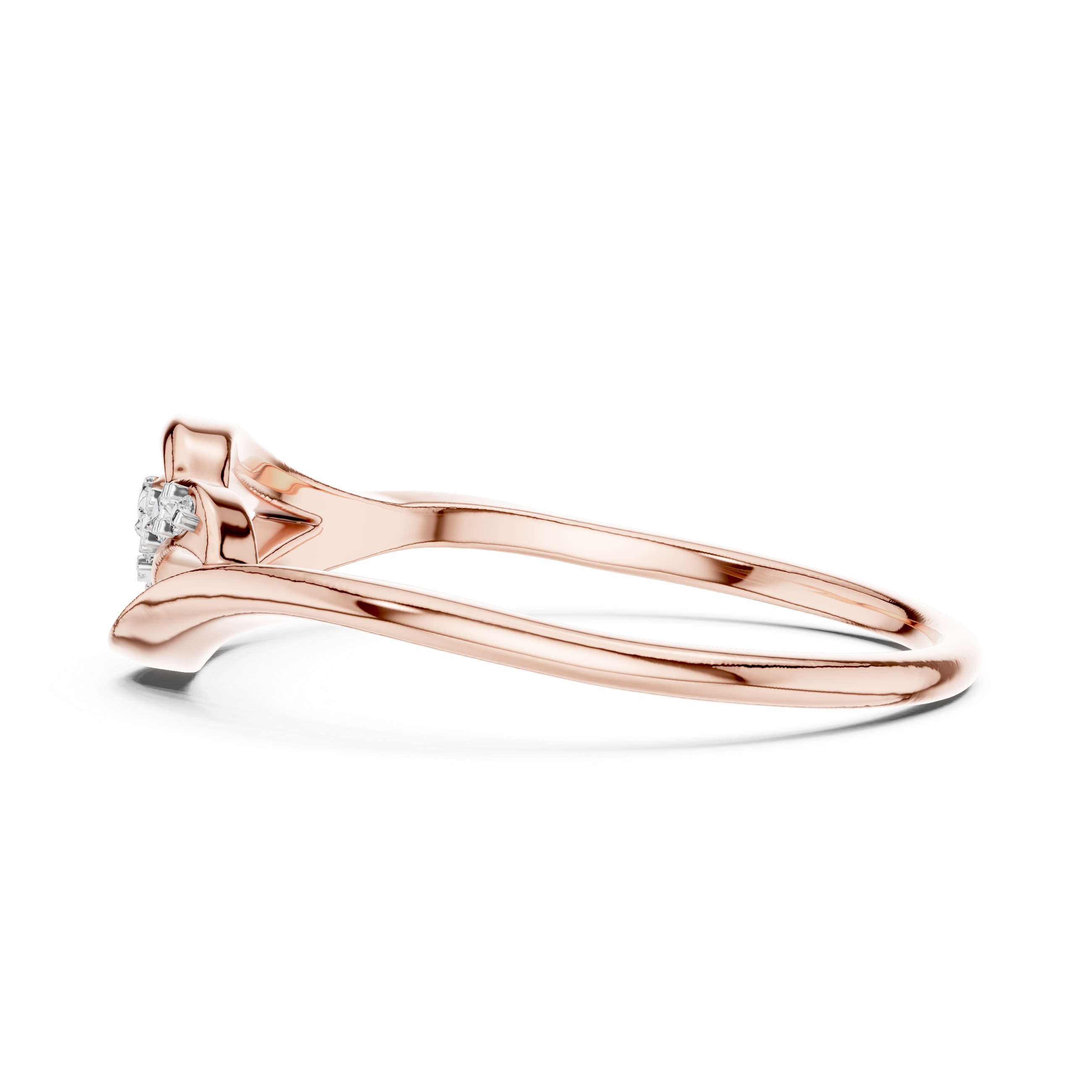 Elegant Diamond Wave Leaf Ring