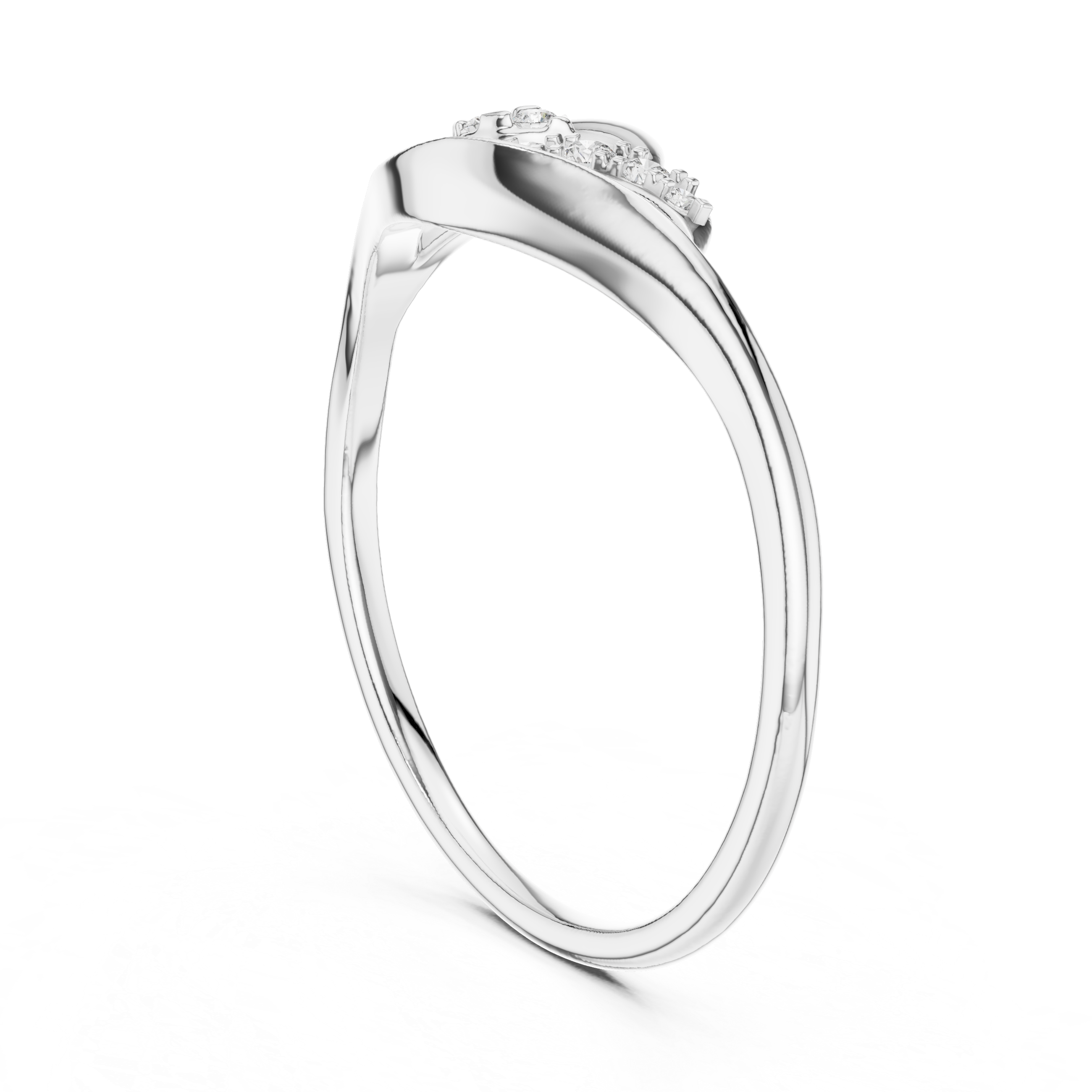 Elegant Diamond Wave Leaf Ring