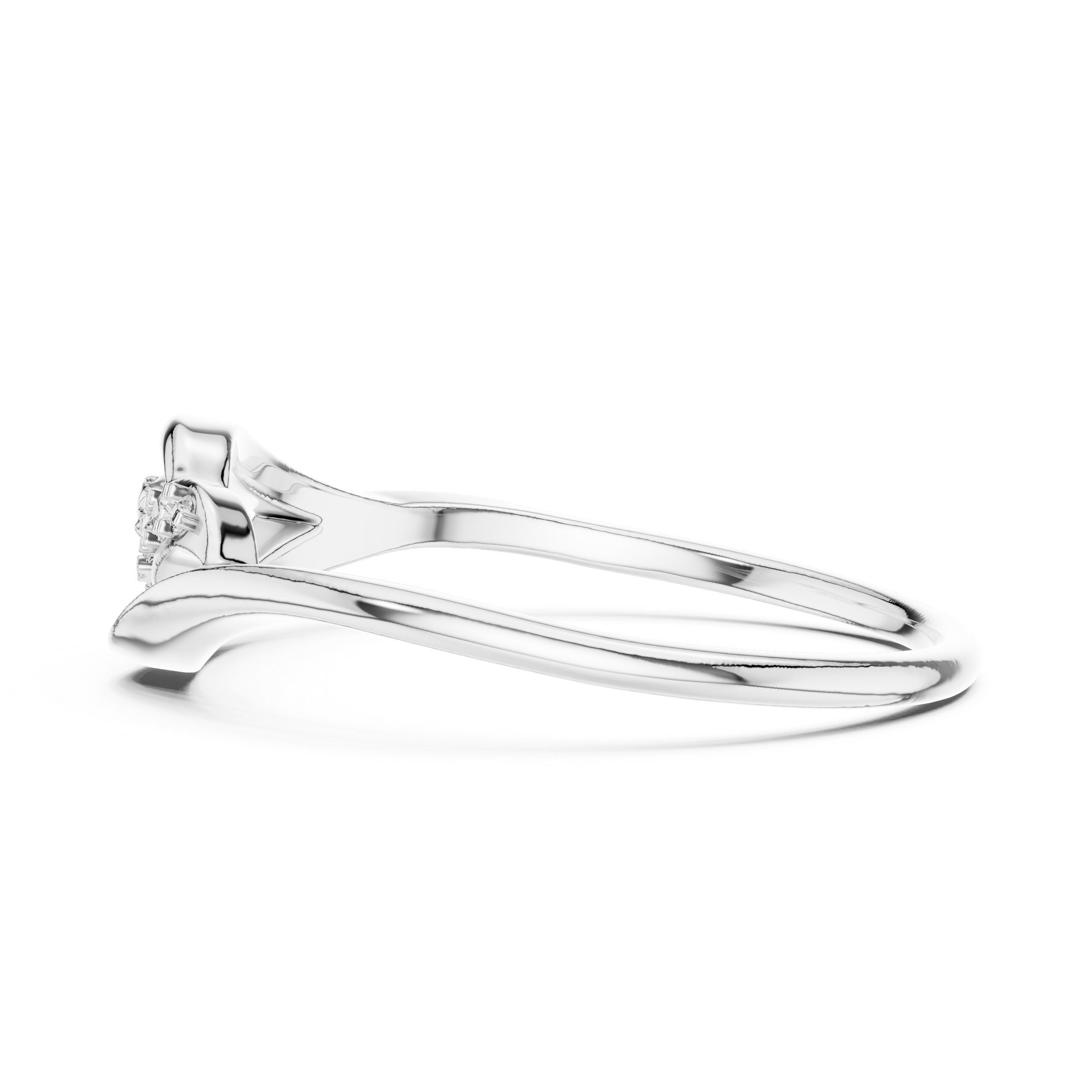 Elegant Diamond Wave Leaf Ring