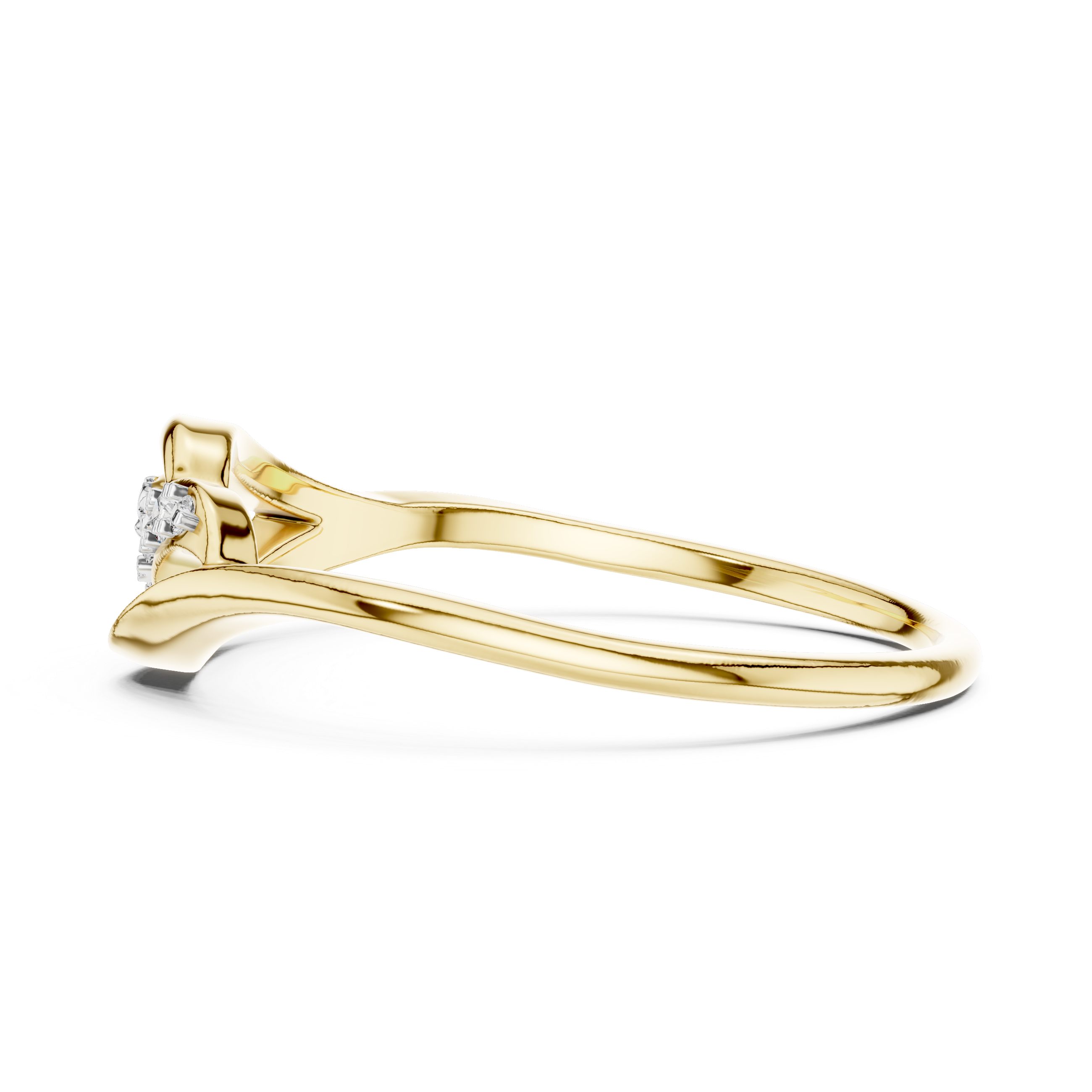 Elegant Diamond Wave Leaf Ring