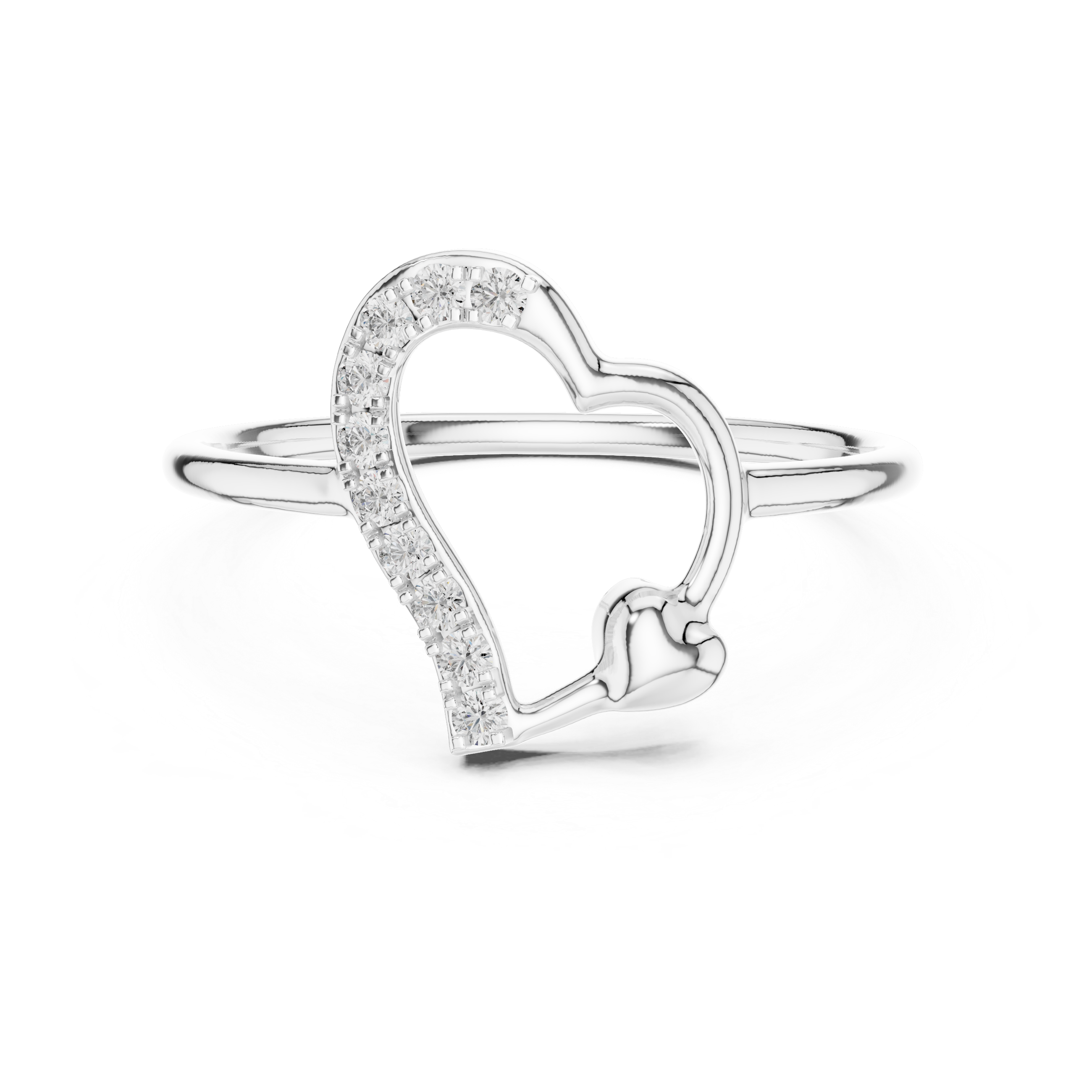 Diamond Open Heart Ring with Accent Detail