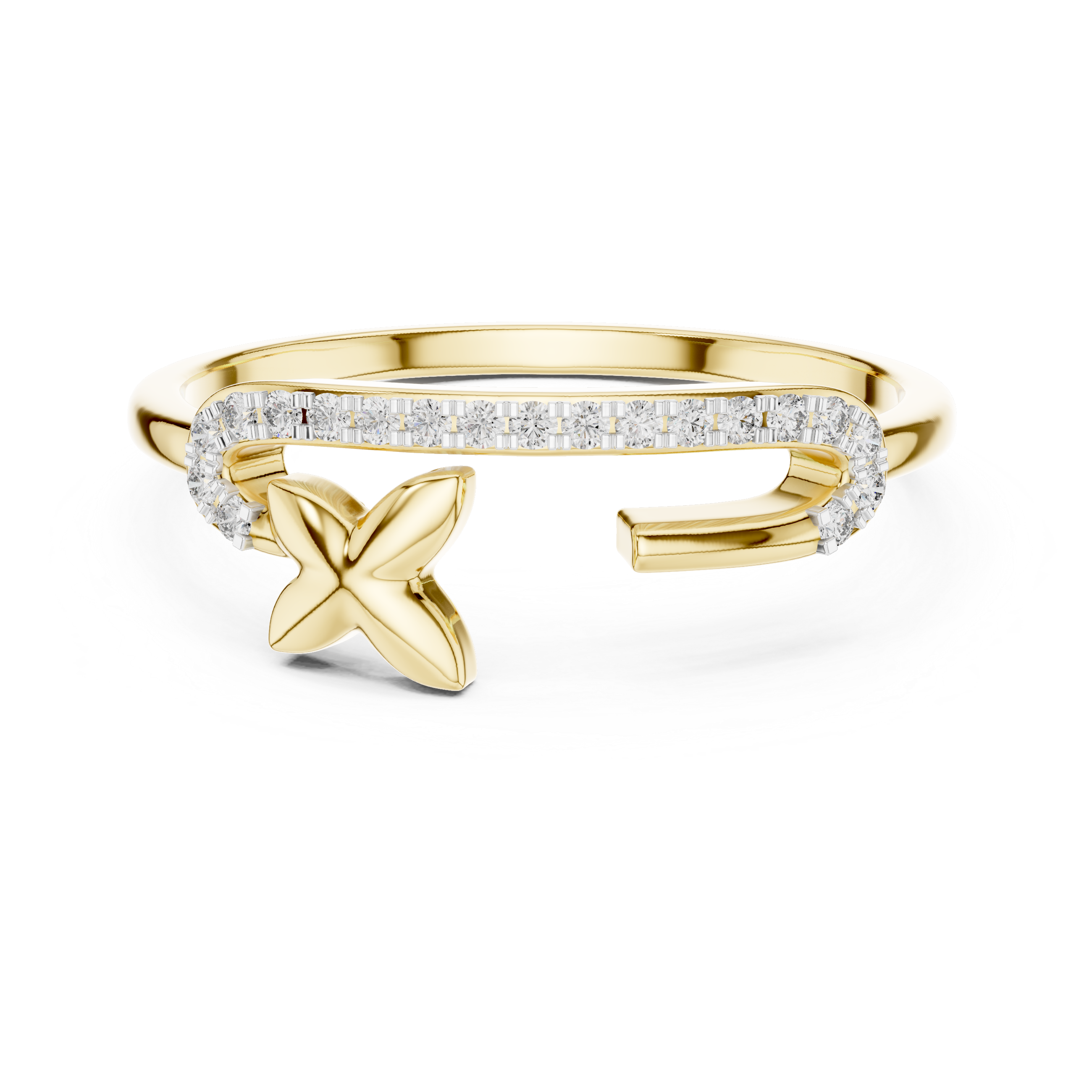 Diamond Starfish Open Band Ring