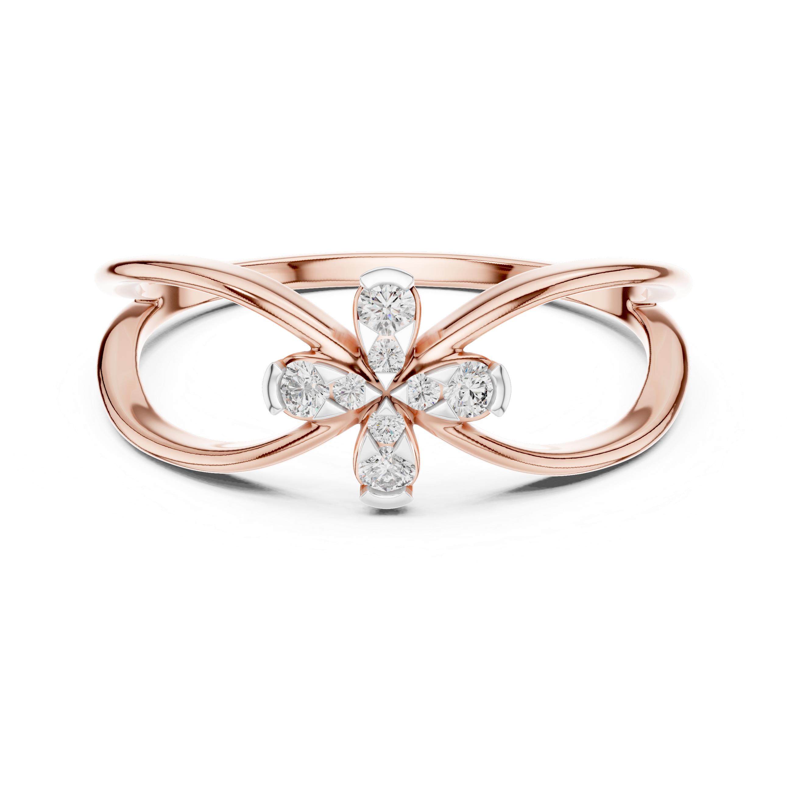 Infinity Loop Diamond Flower Ring