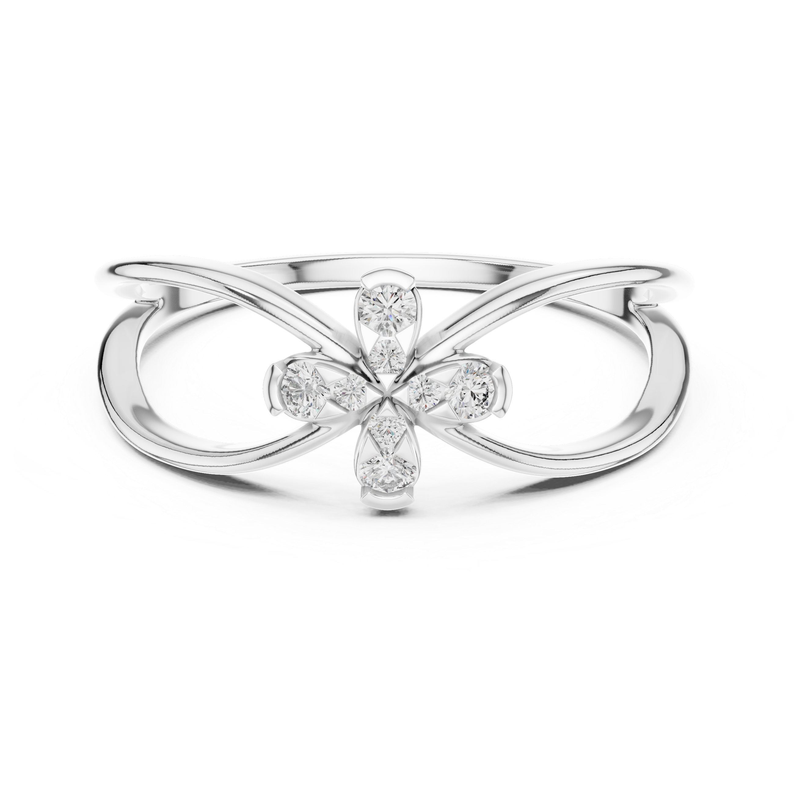 Infinity Loop Diamond Flower Ring