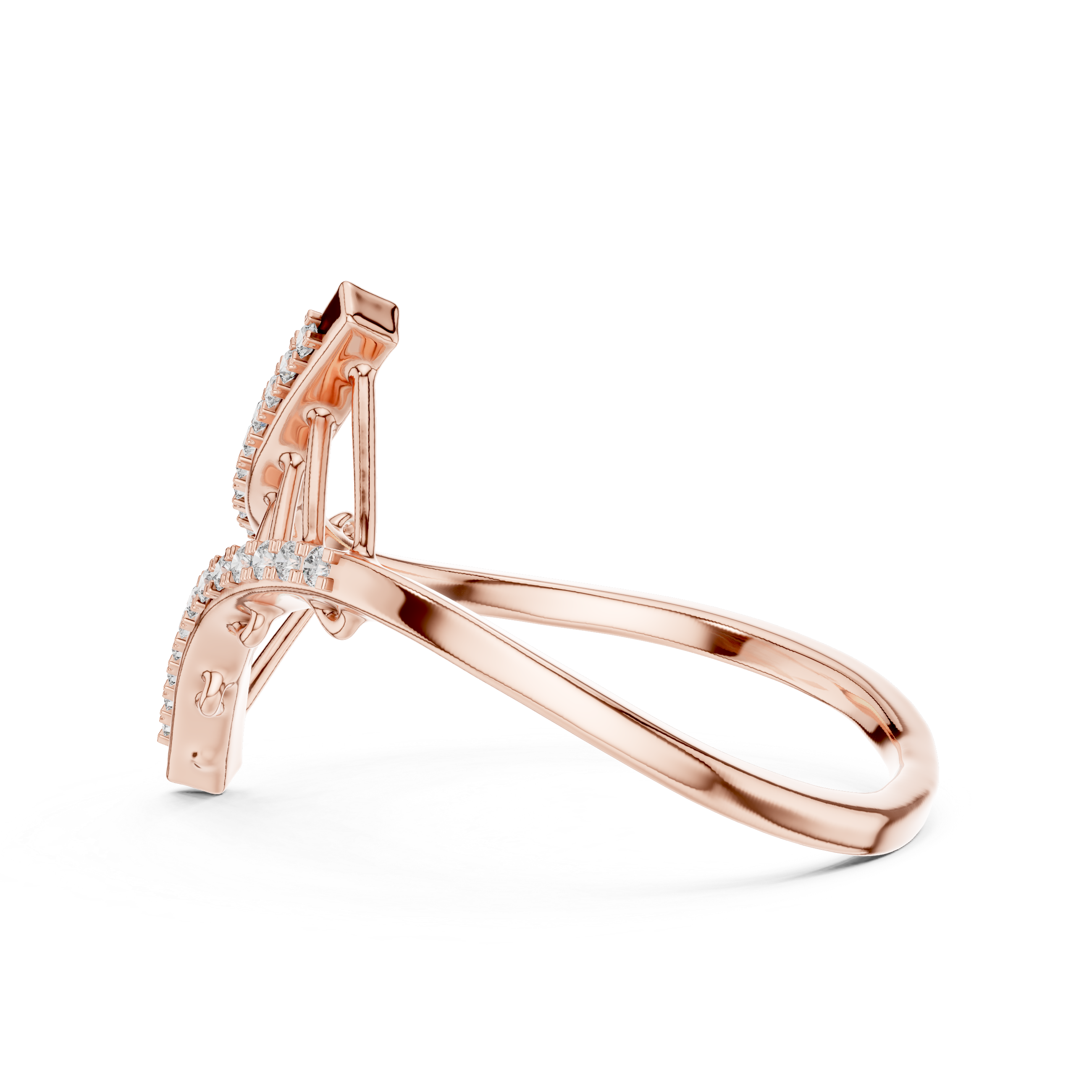 Cross Curve Diamond Ladder Ring