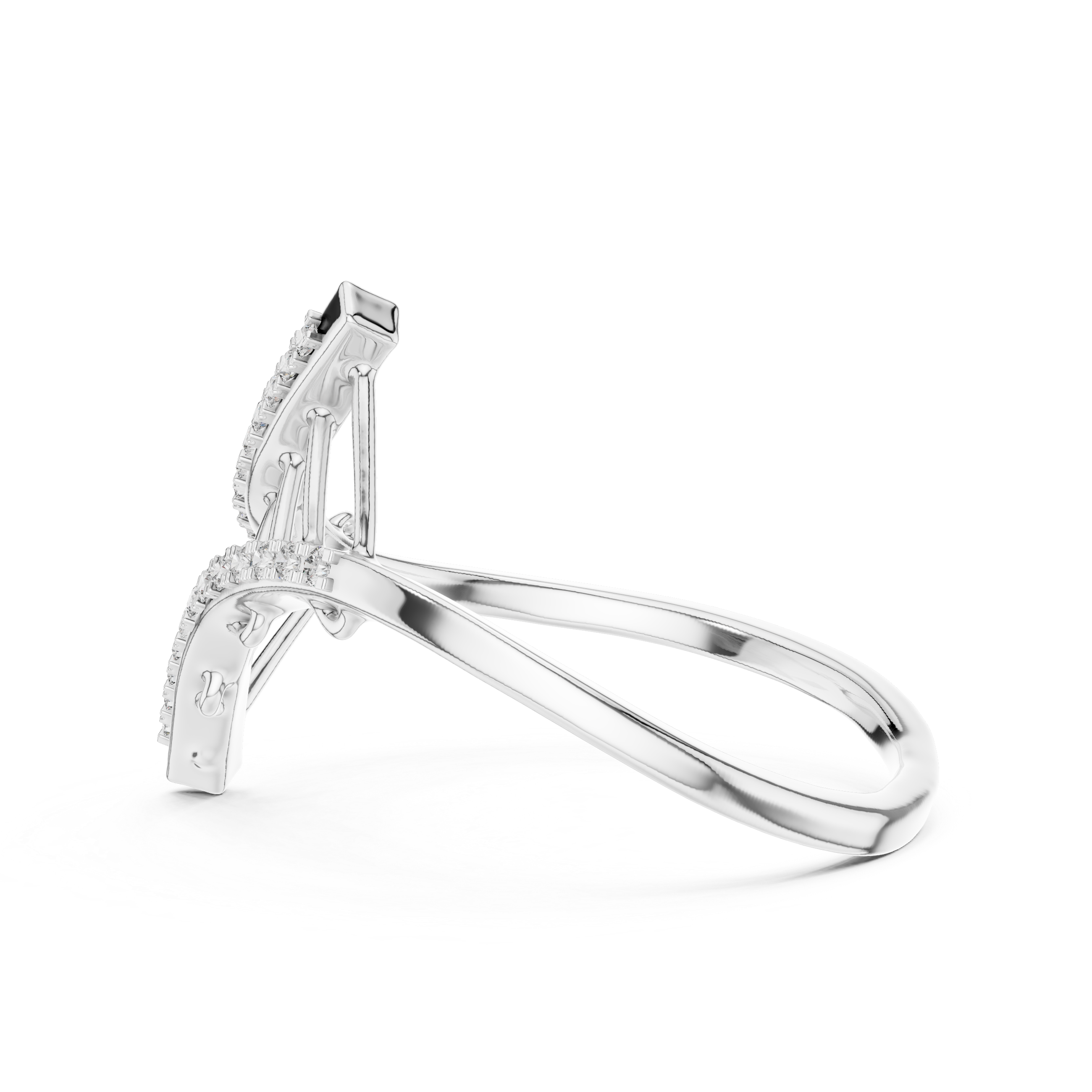 Cross Curve Diamond Ladder Ring