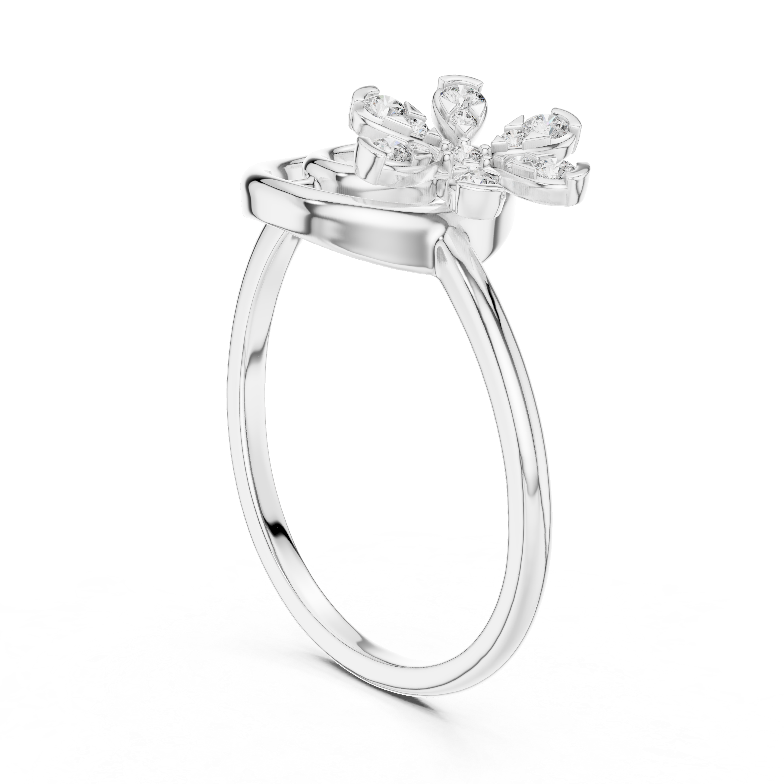 Spiral Floral Diamond Ring