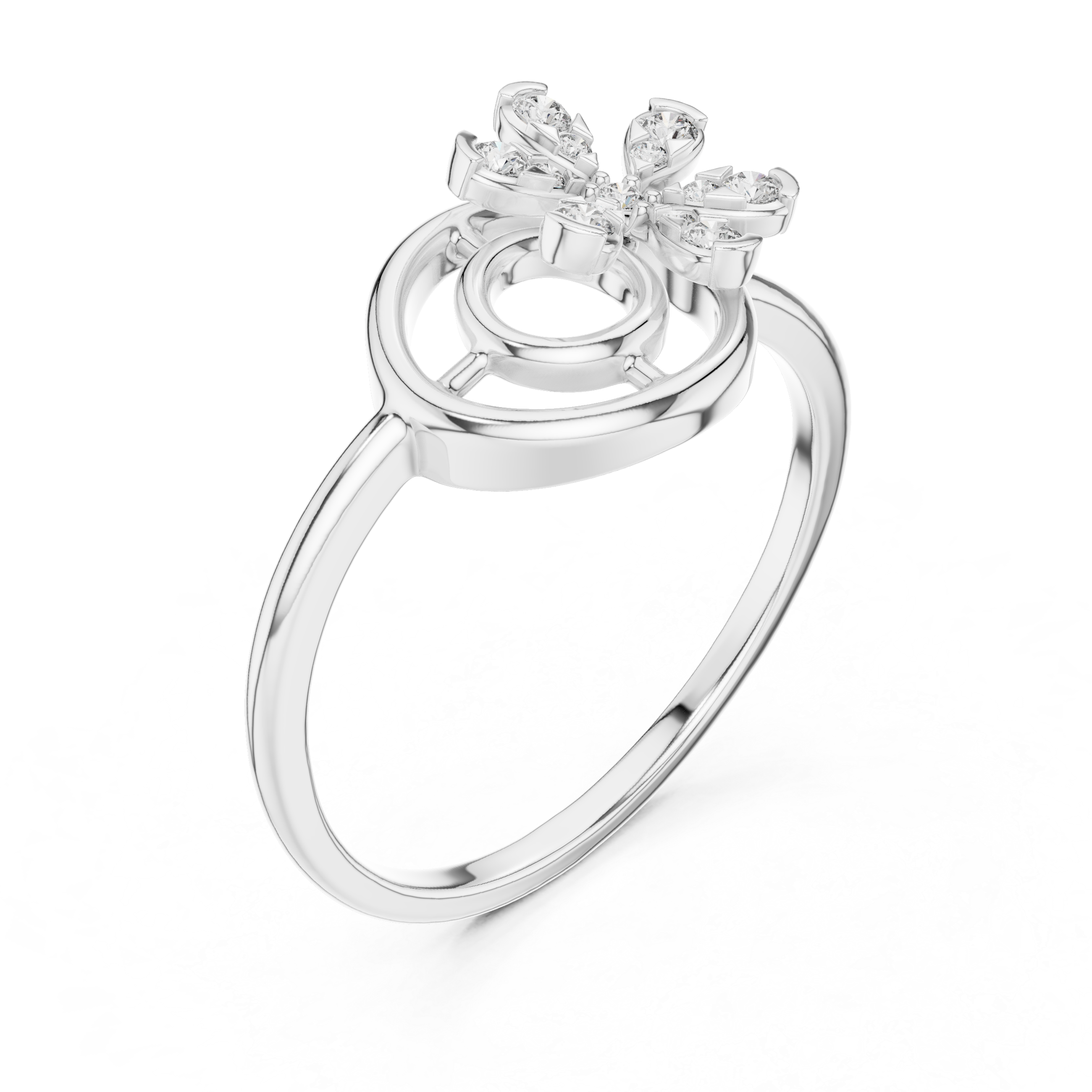 Spiral Floral Diamond Ring