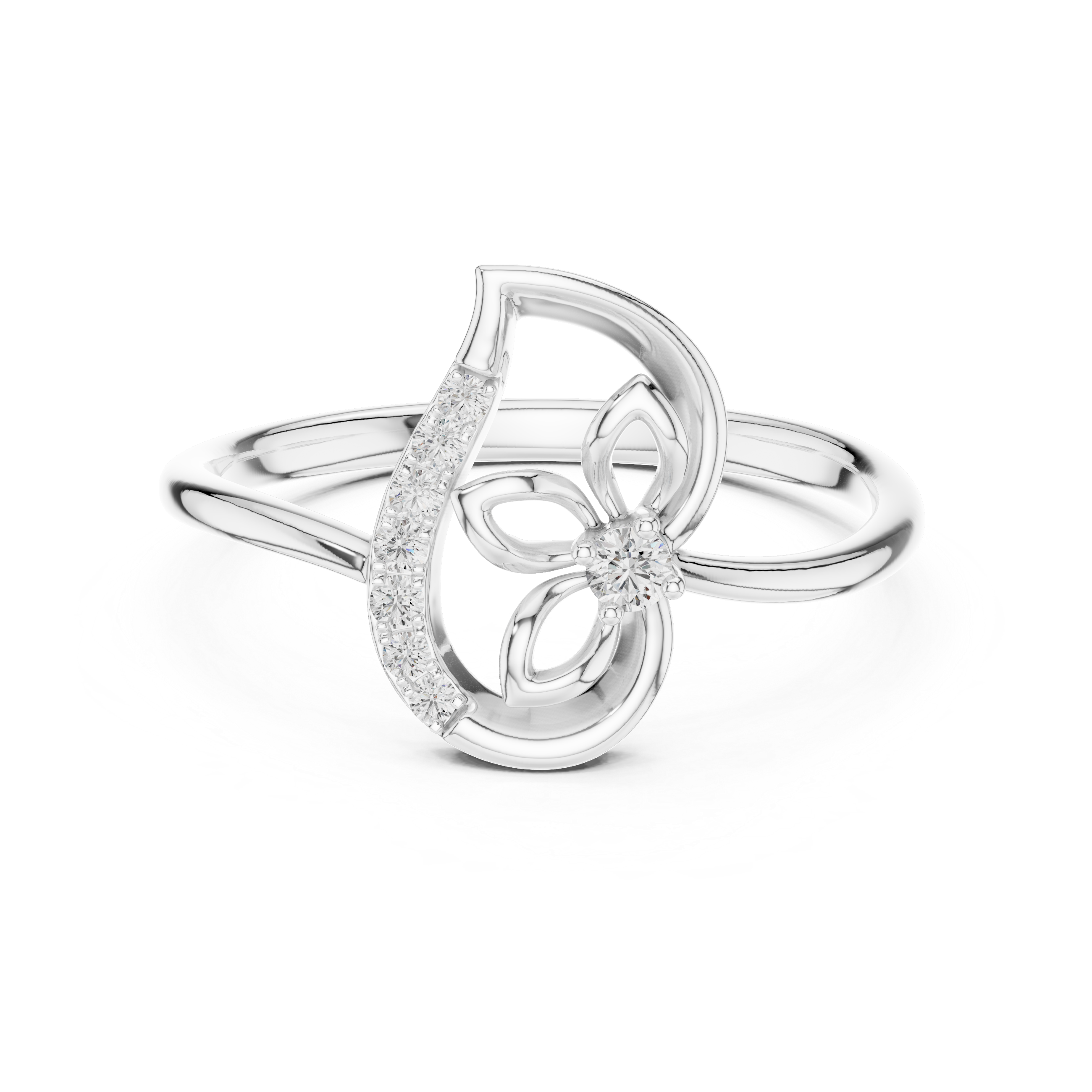 Diamond Floral Drop Ring