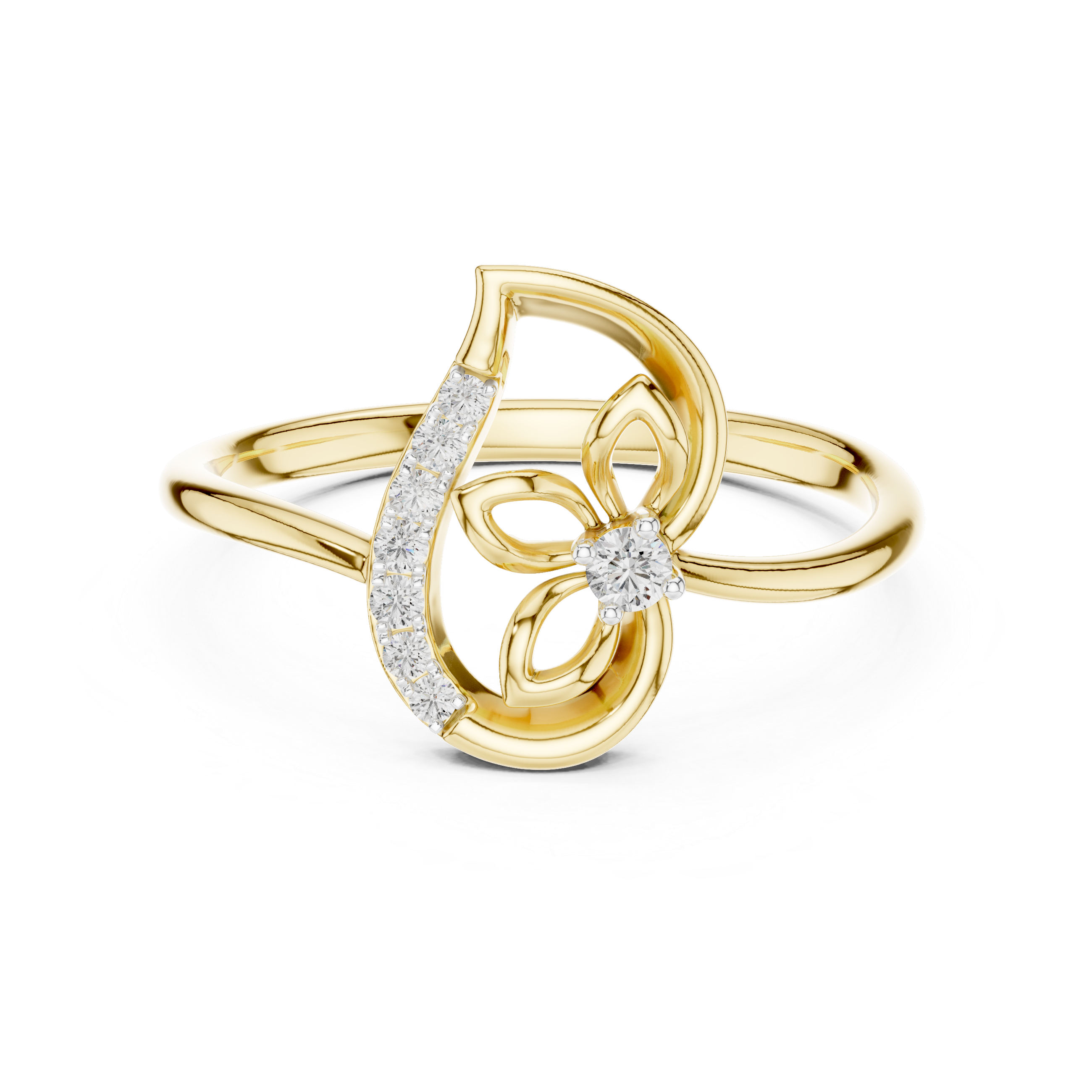 Diamond Floral Drop Ring
