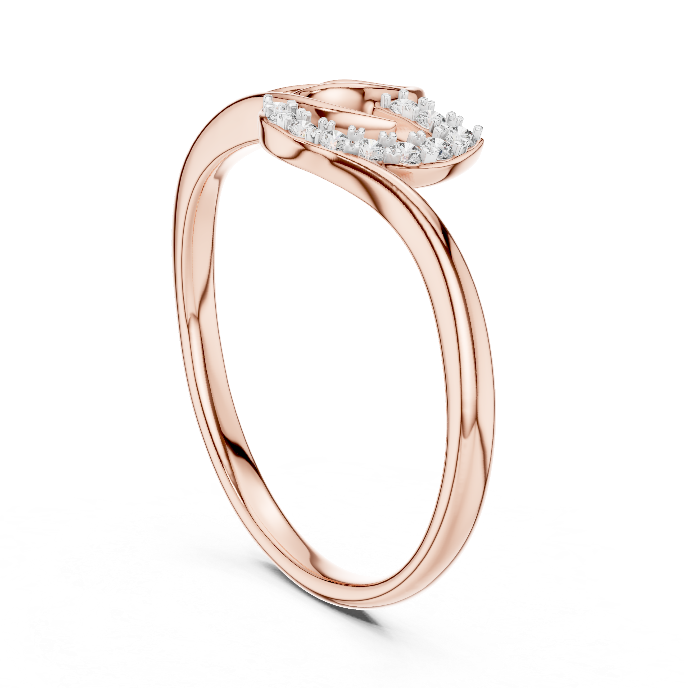 Diamond Leaf Curve Ring