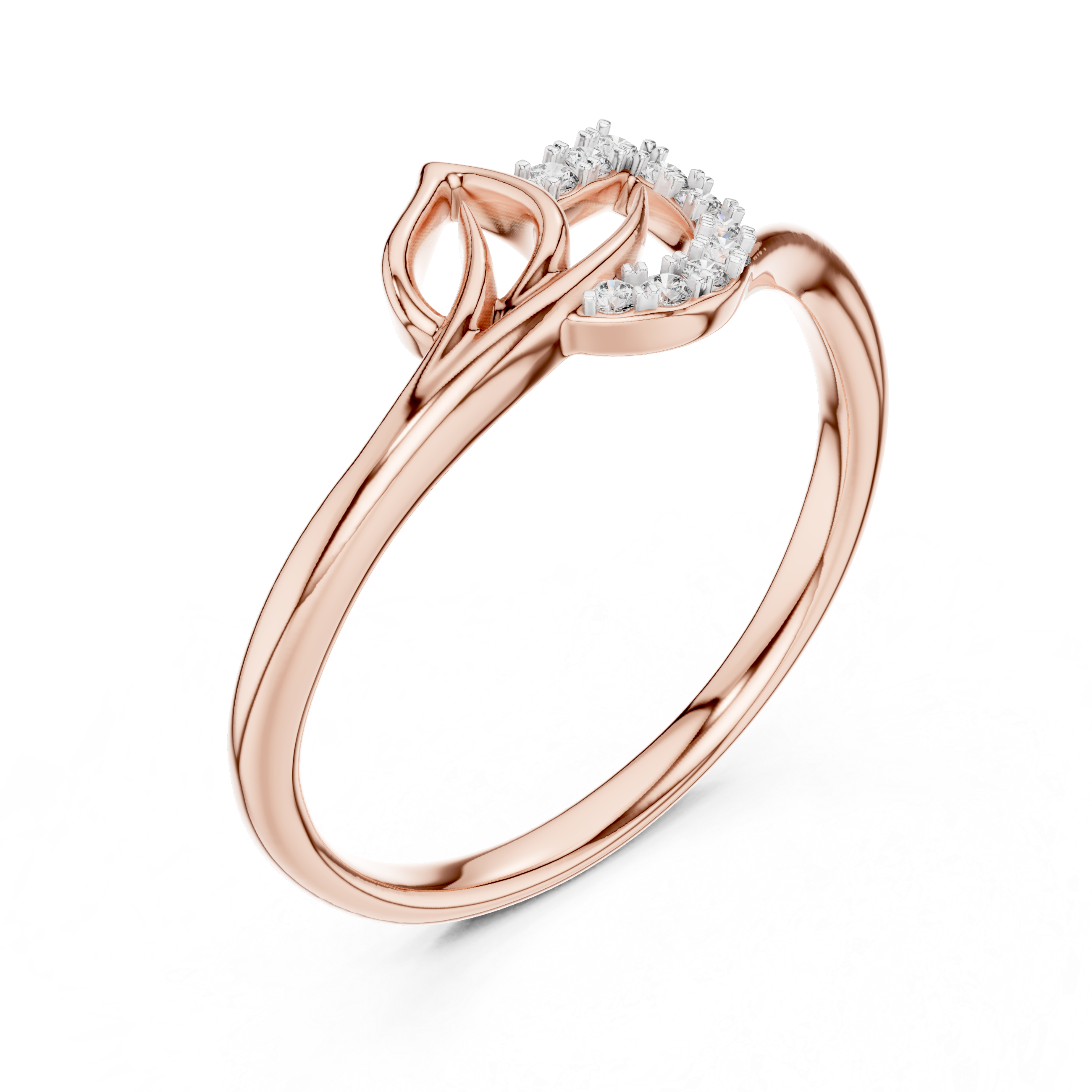 Diamond Leaf Curve Ring
