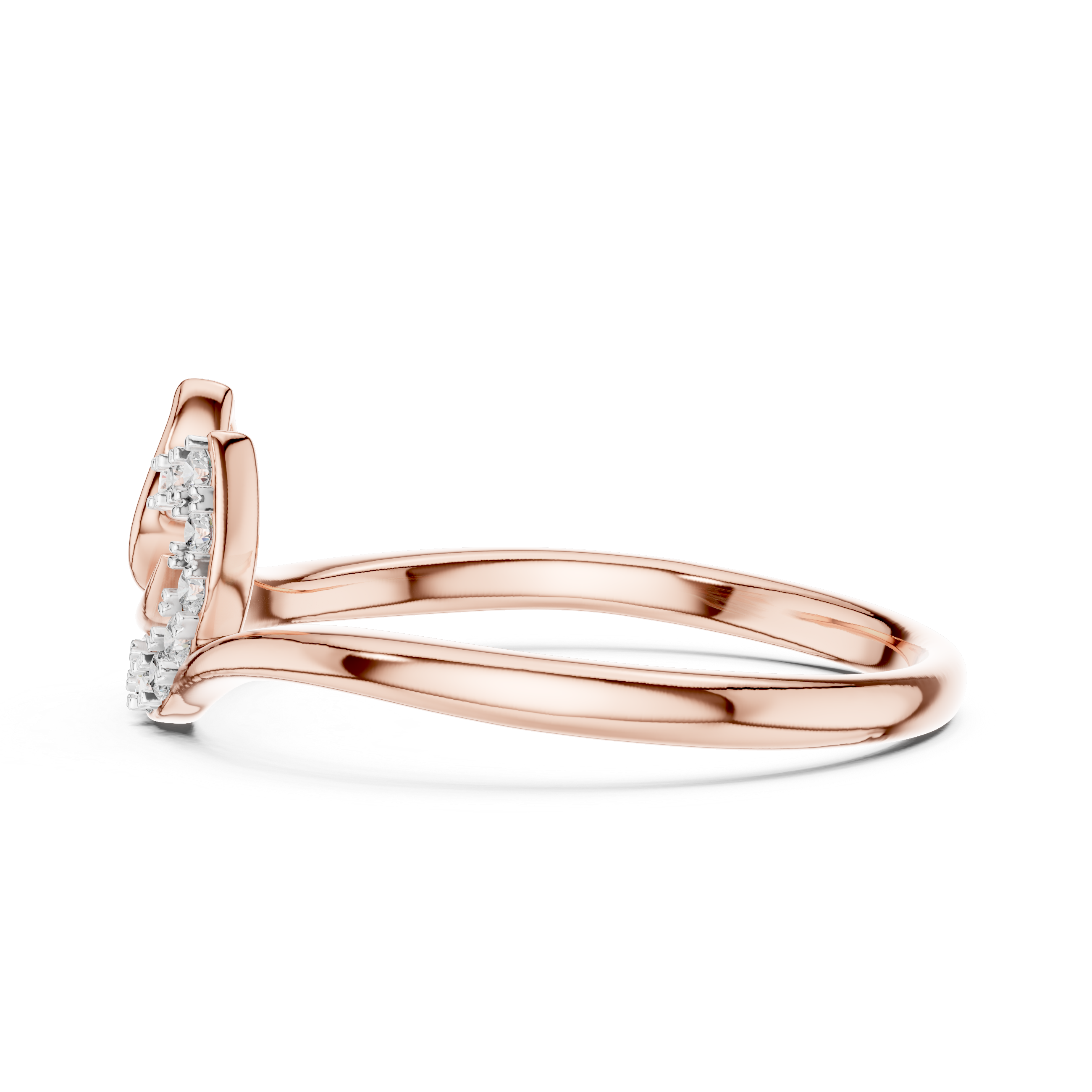 Diamond Leaf Curve Ring