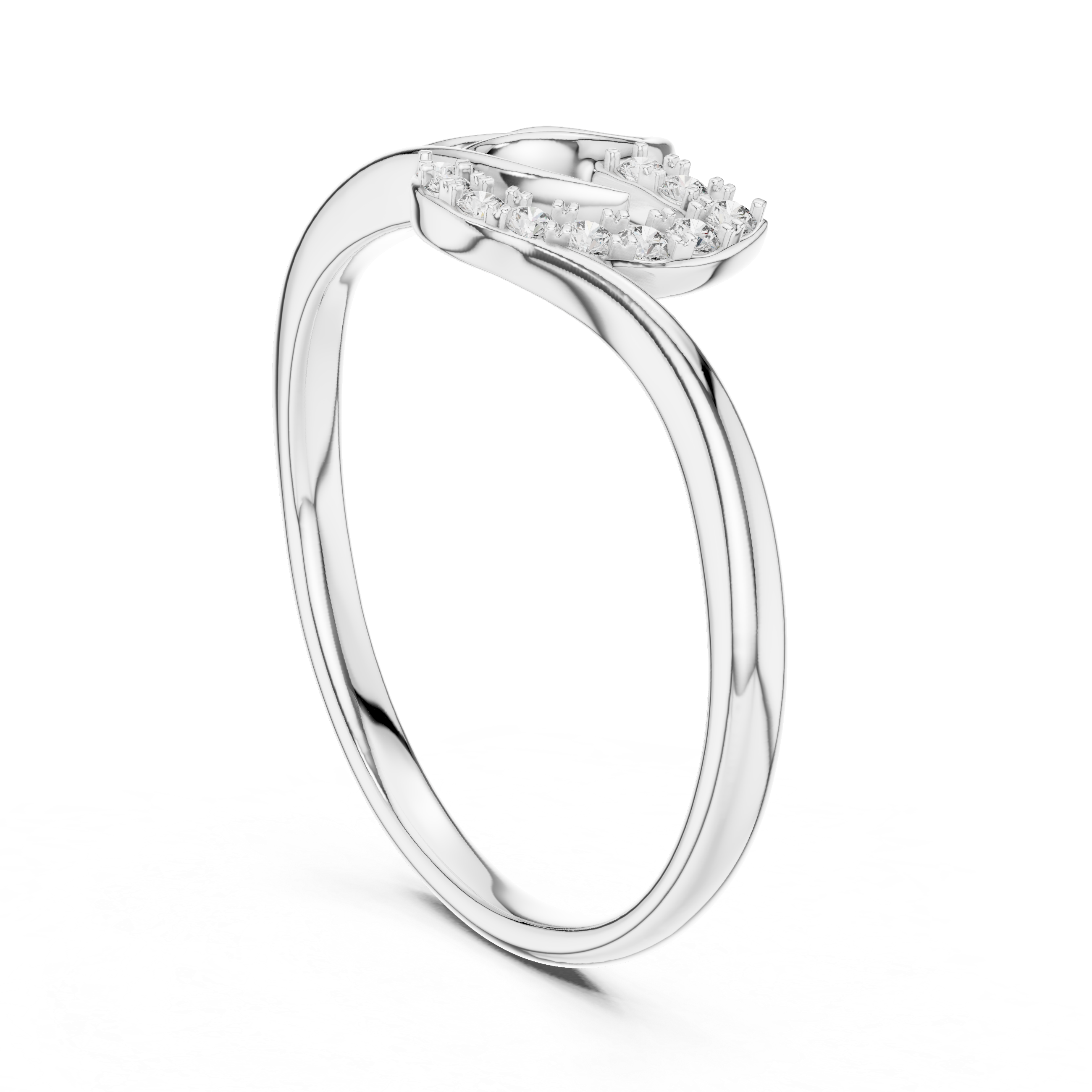Diamond Leaf Curve Ring