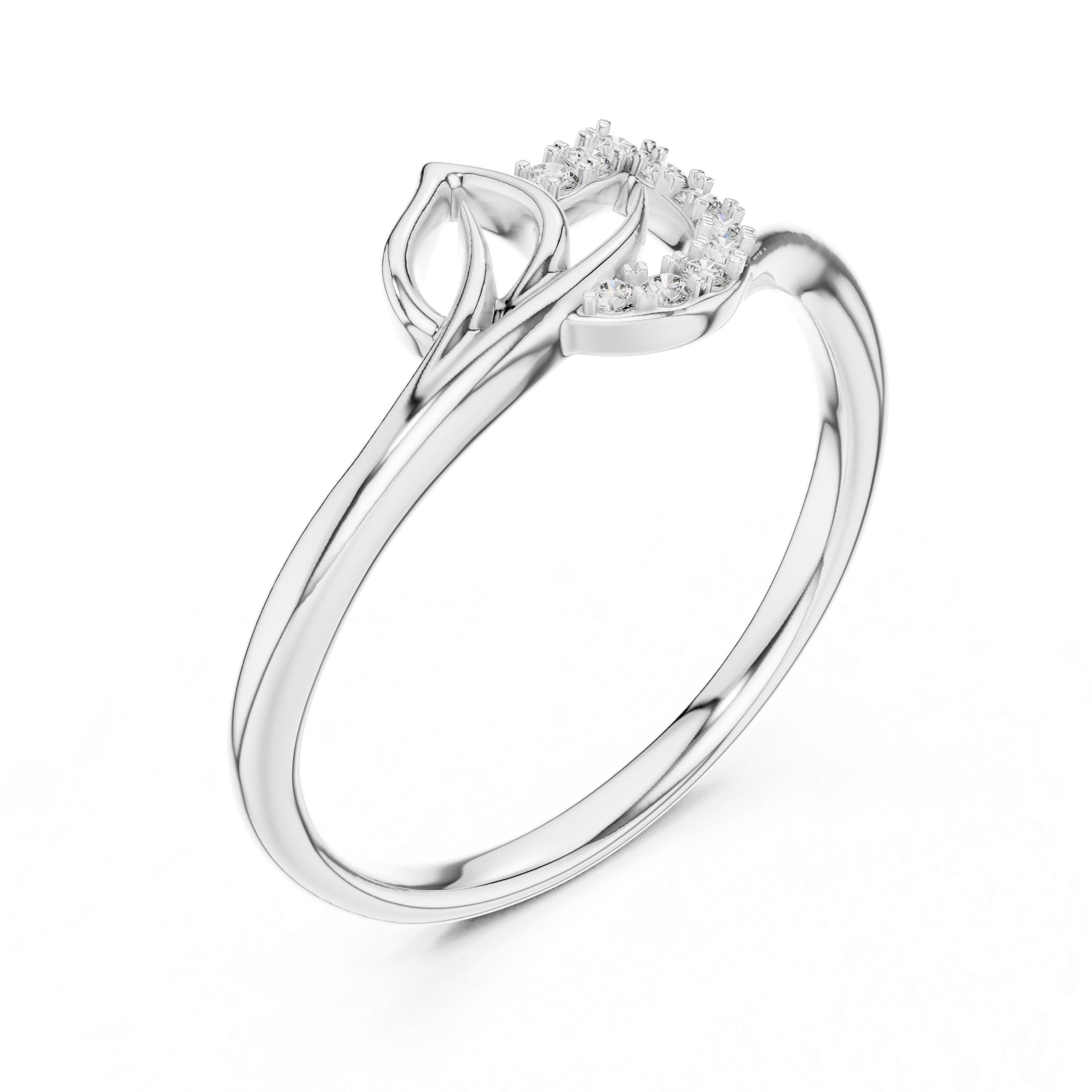 Diamond Leaf Curve Ring