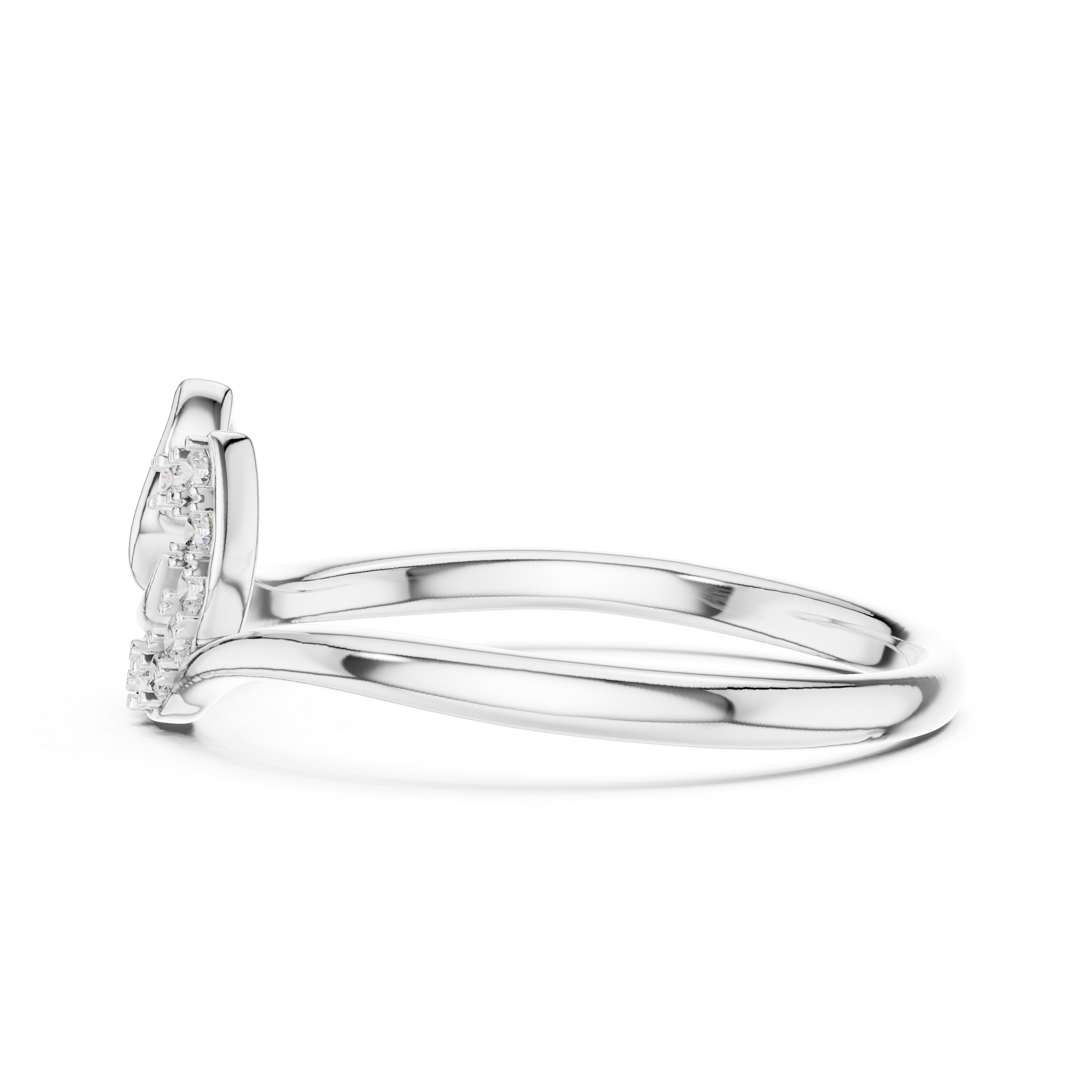 Diamond Leaf Curve Ring