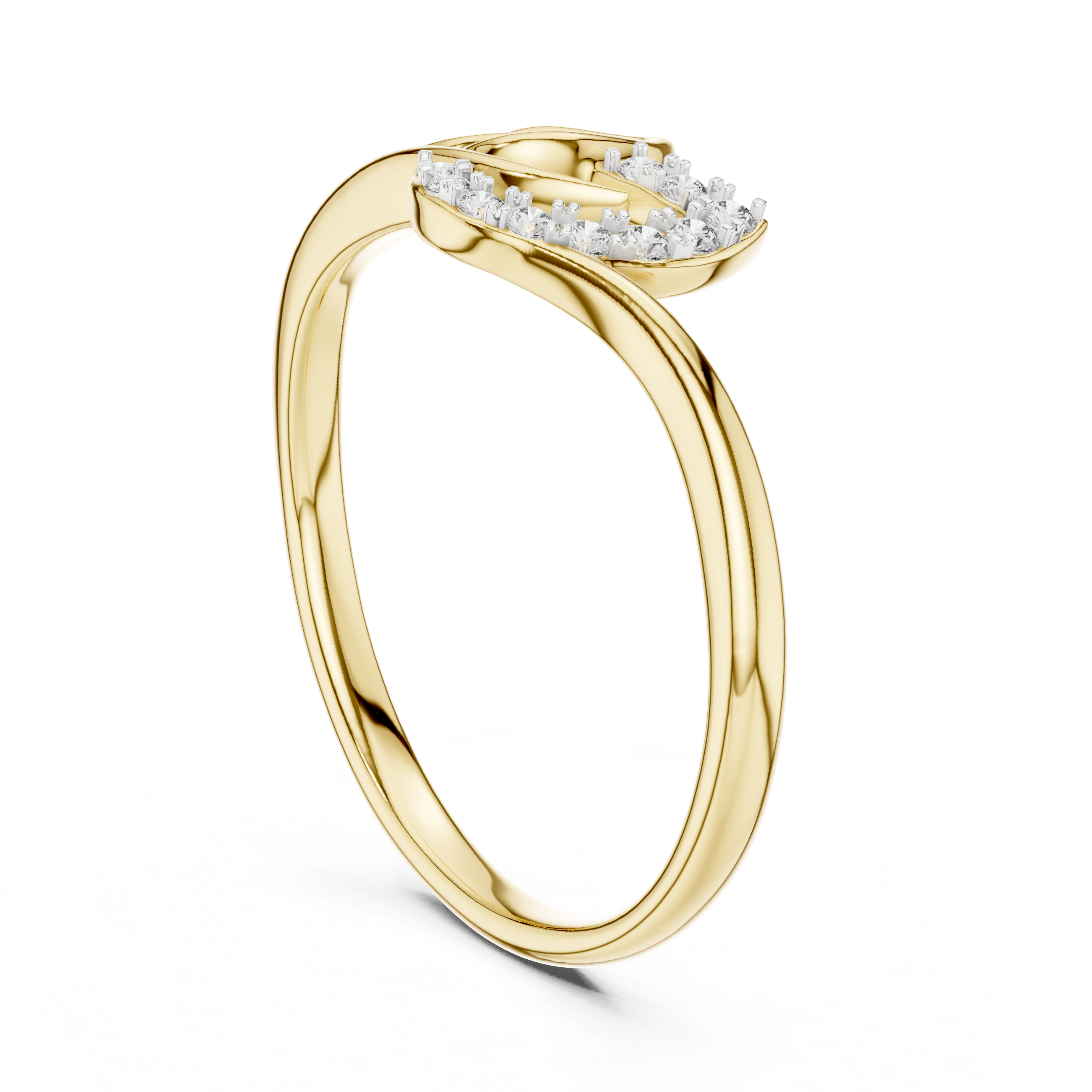 Diamond Leaf Curve Ring