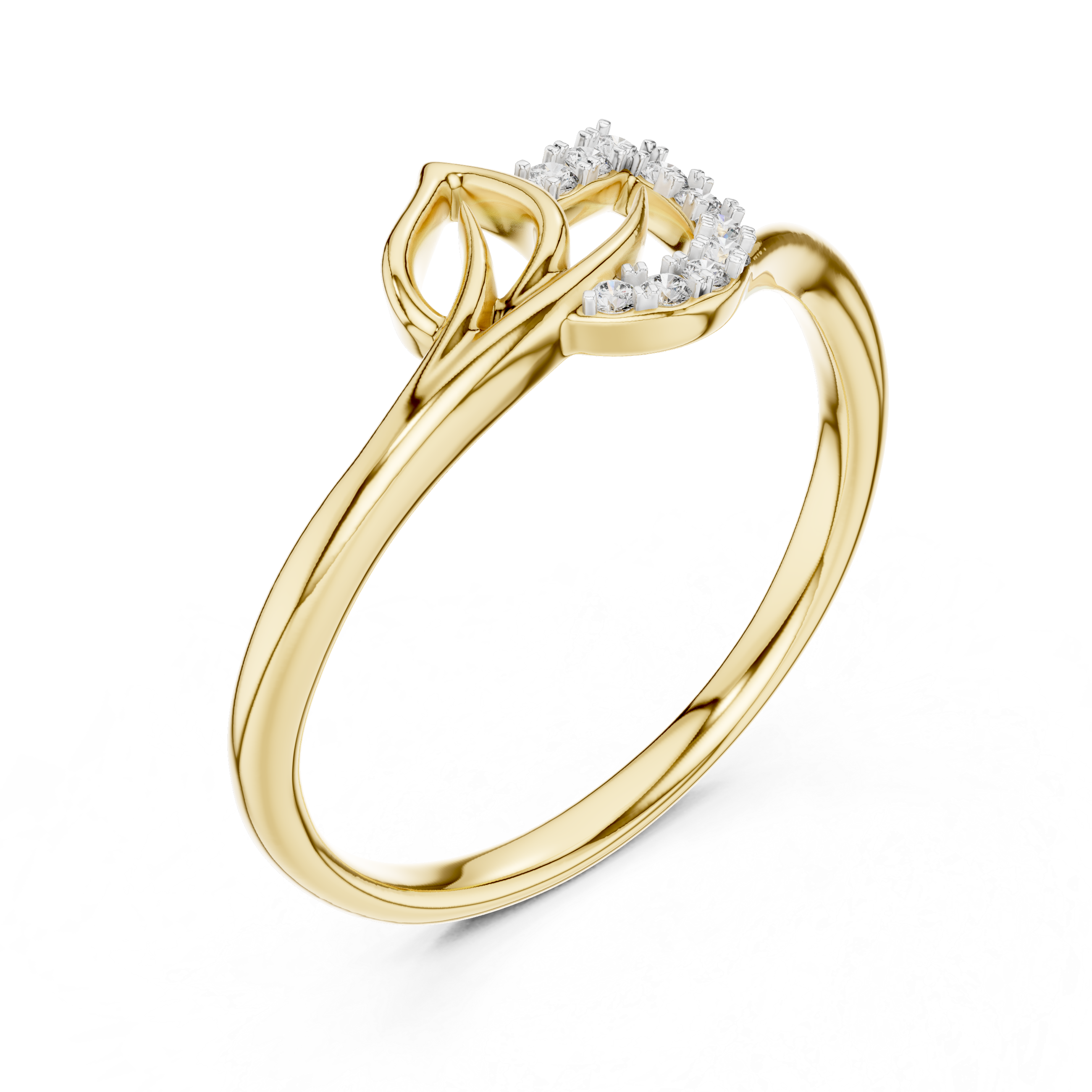 Diamond Leaf Curve Ring