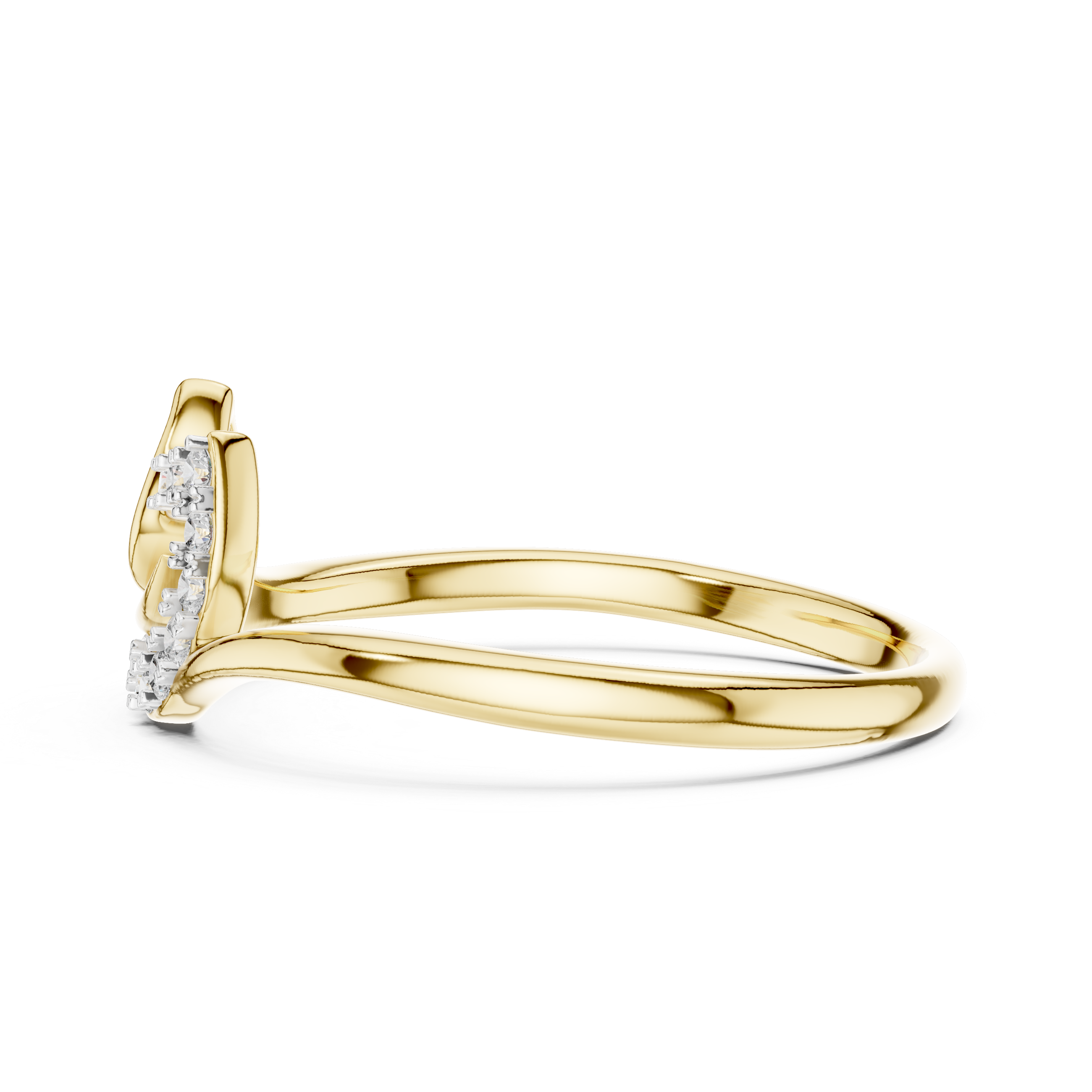 Diamond Leaf Curve Ring