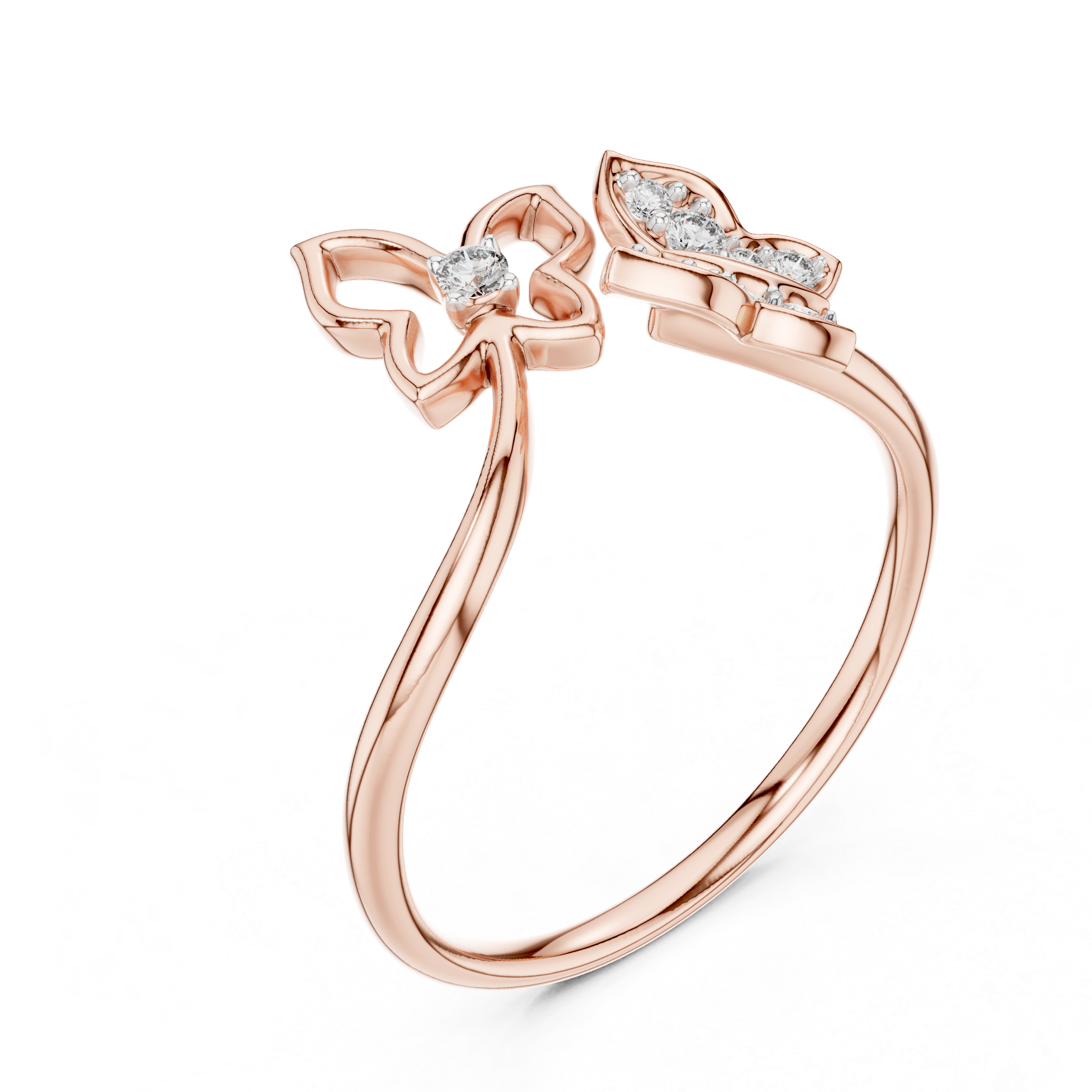 Diamond Butterfly Duo Ring