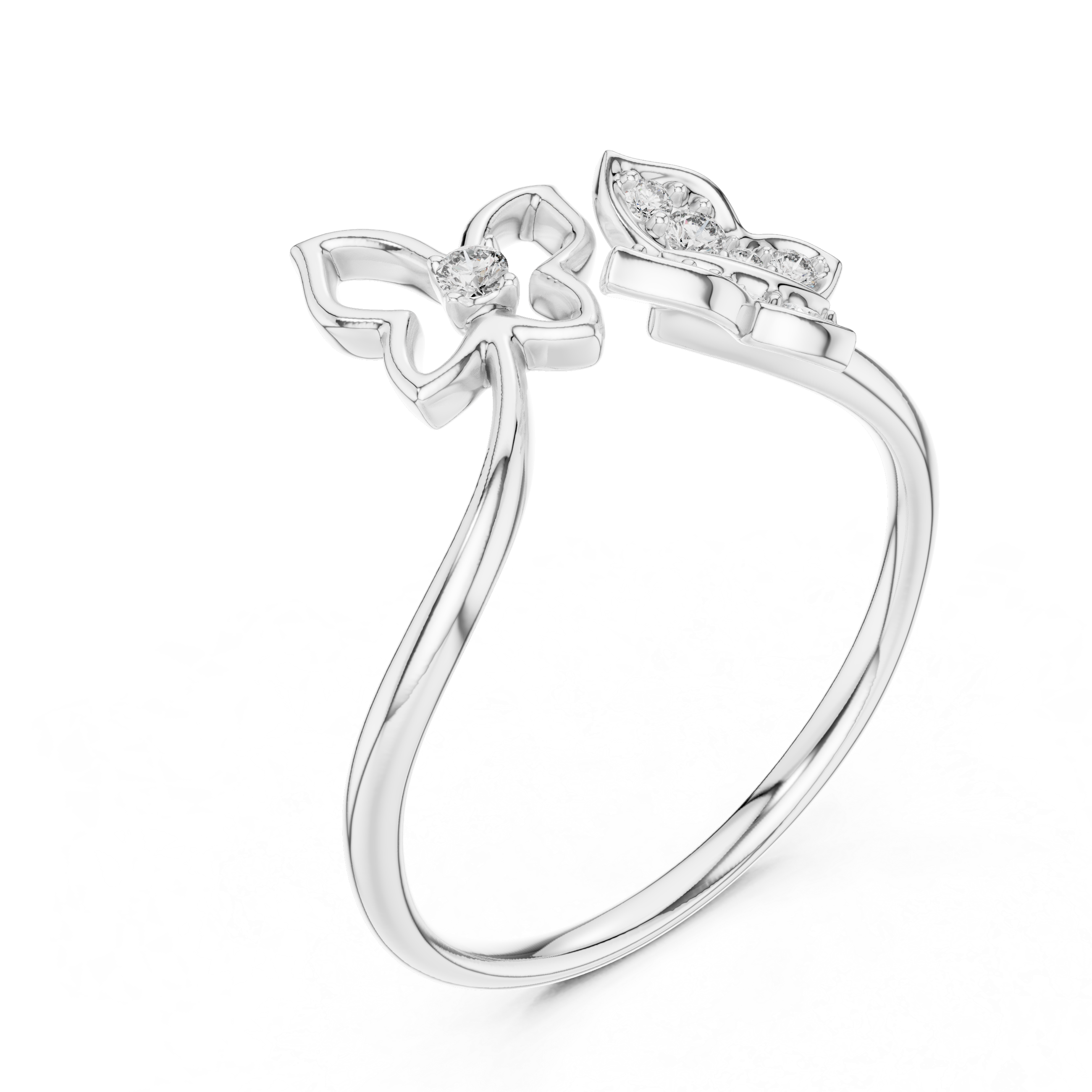 Diamond Butterfly Duo Ring