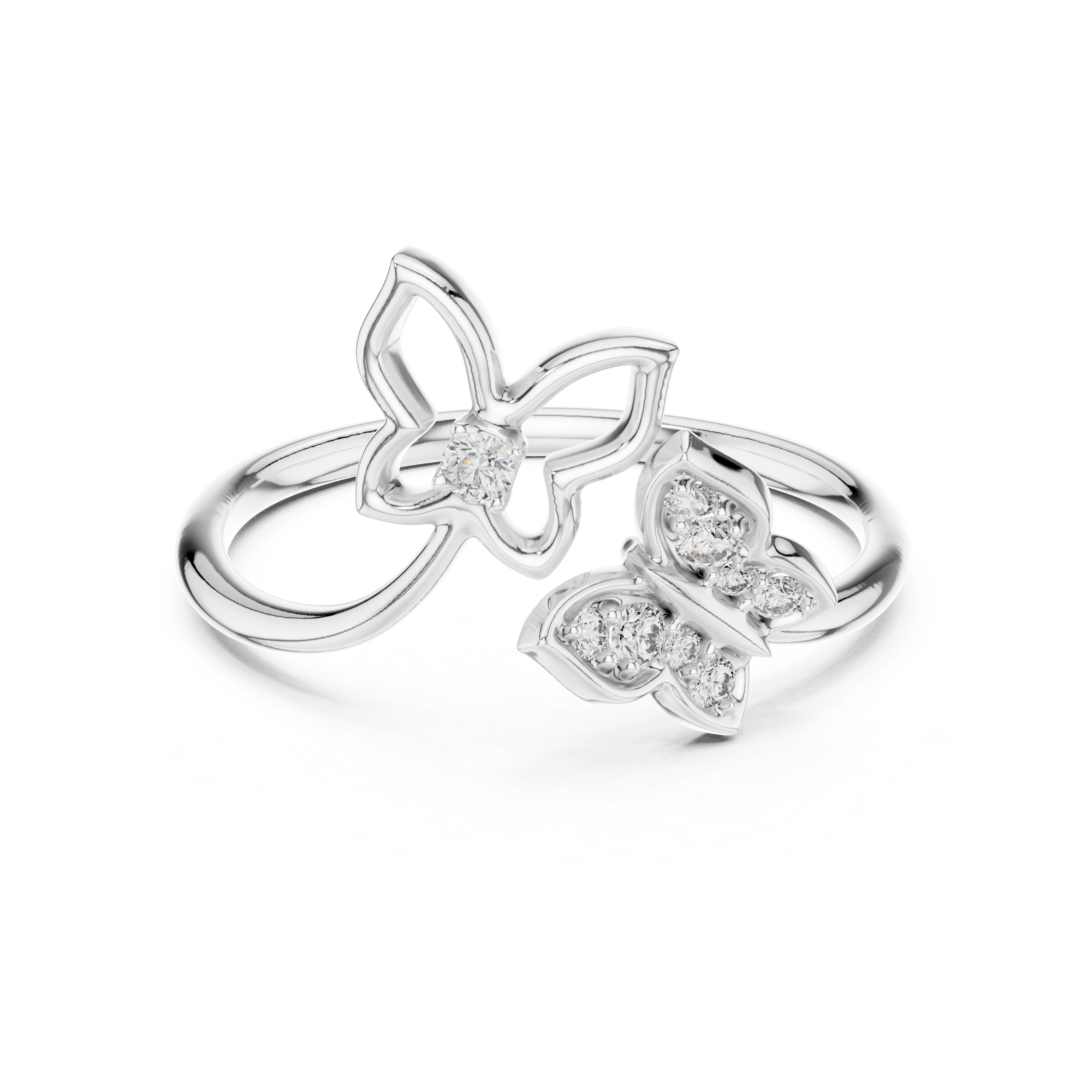 Diamond Butterfly Duo Ring