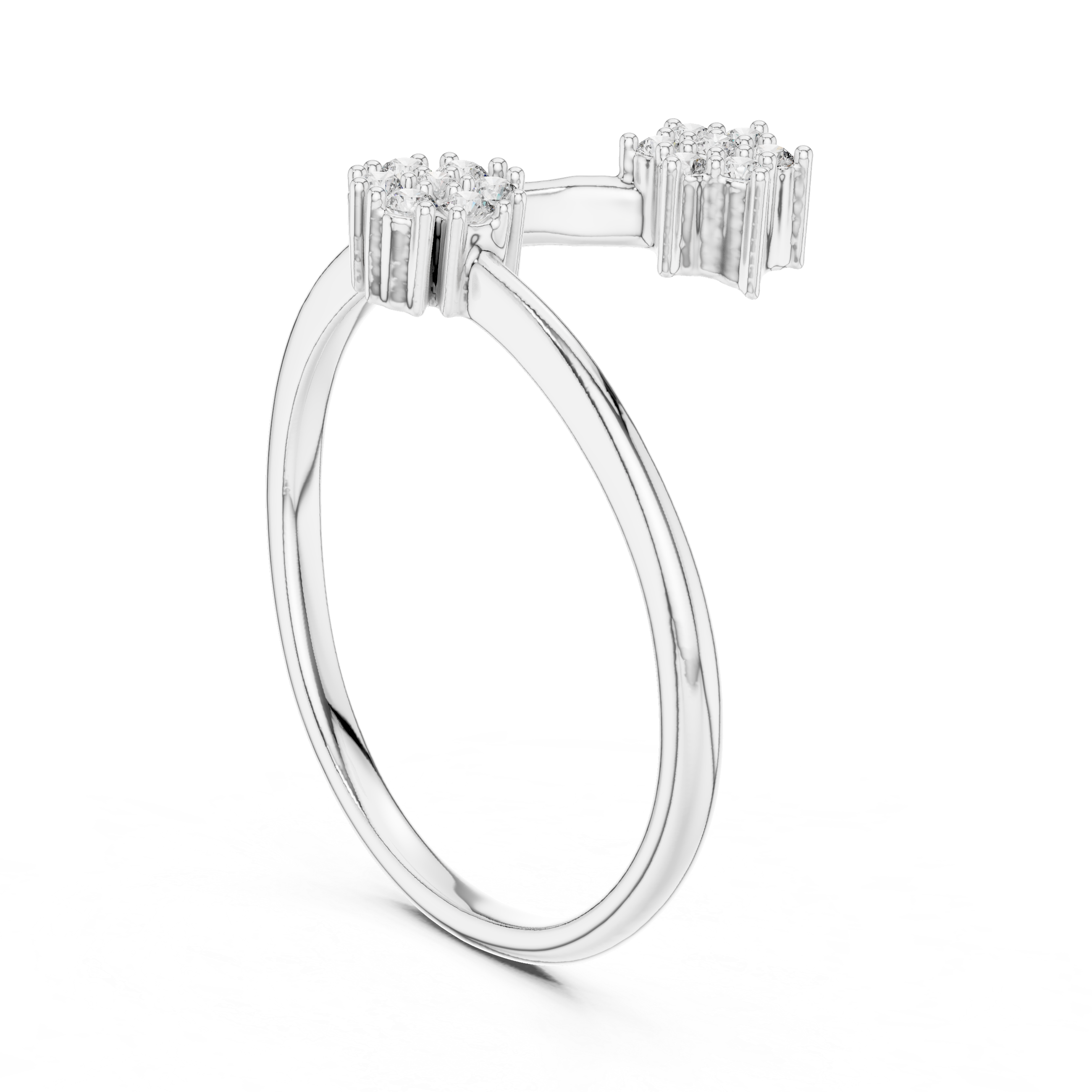 Open Bypass Floral Diamond Ring