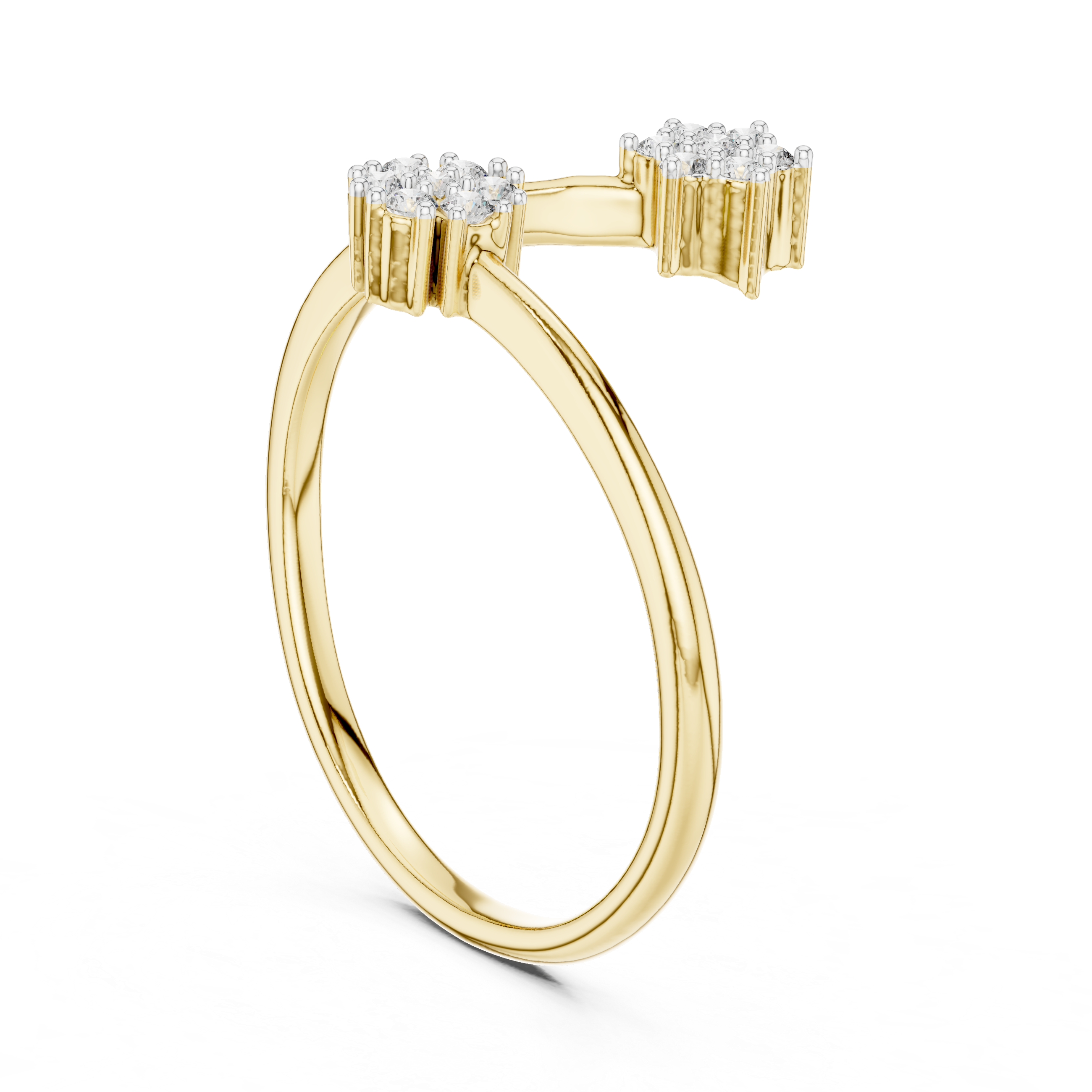 Open Bypass Floral Diamond Ring