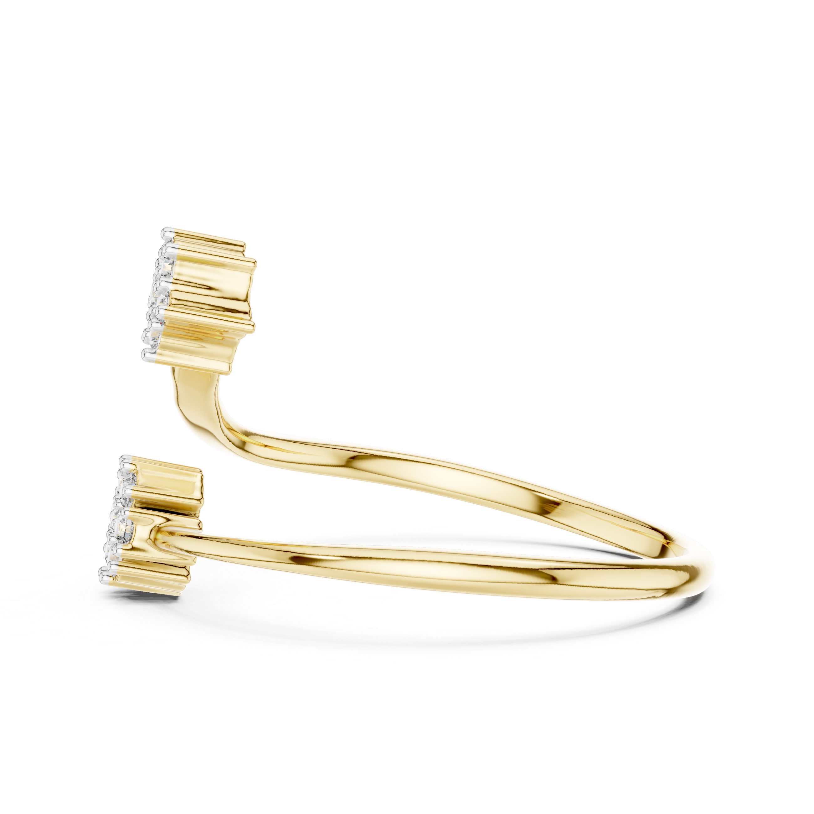 Open Bypass Floral Diamond Ring
