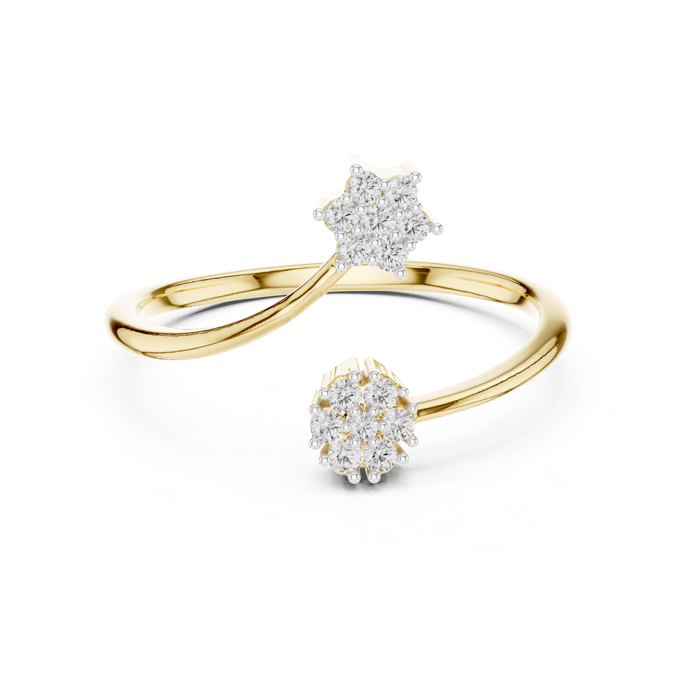 Open Bypass Floral Diamond Ring