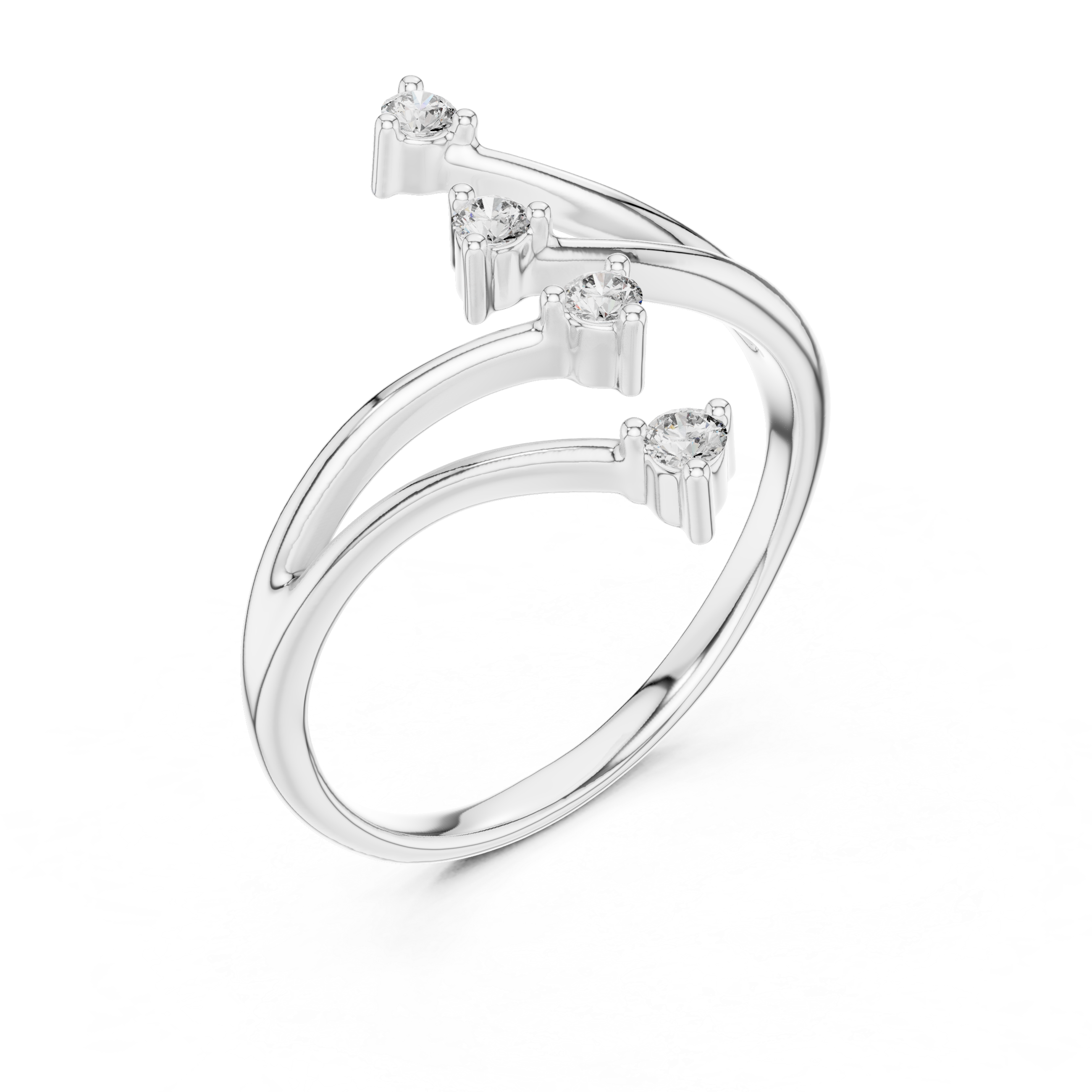 Open Wave Multi-Stone Diamond Ring