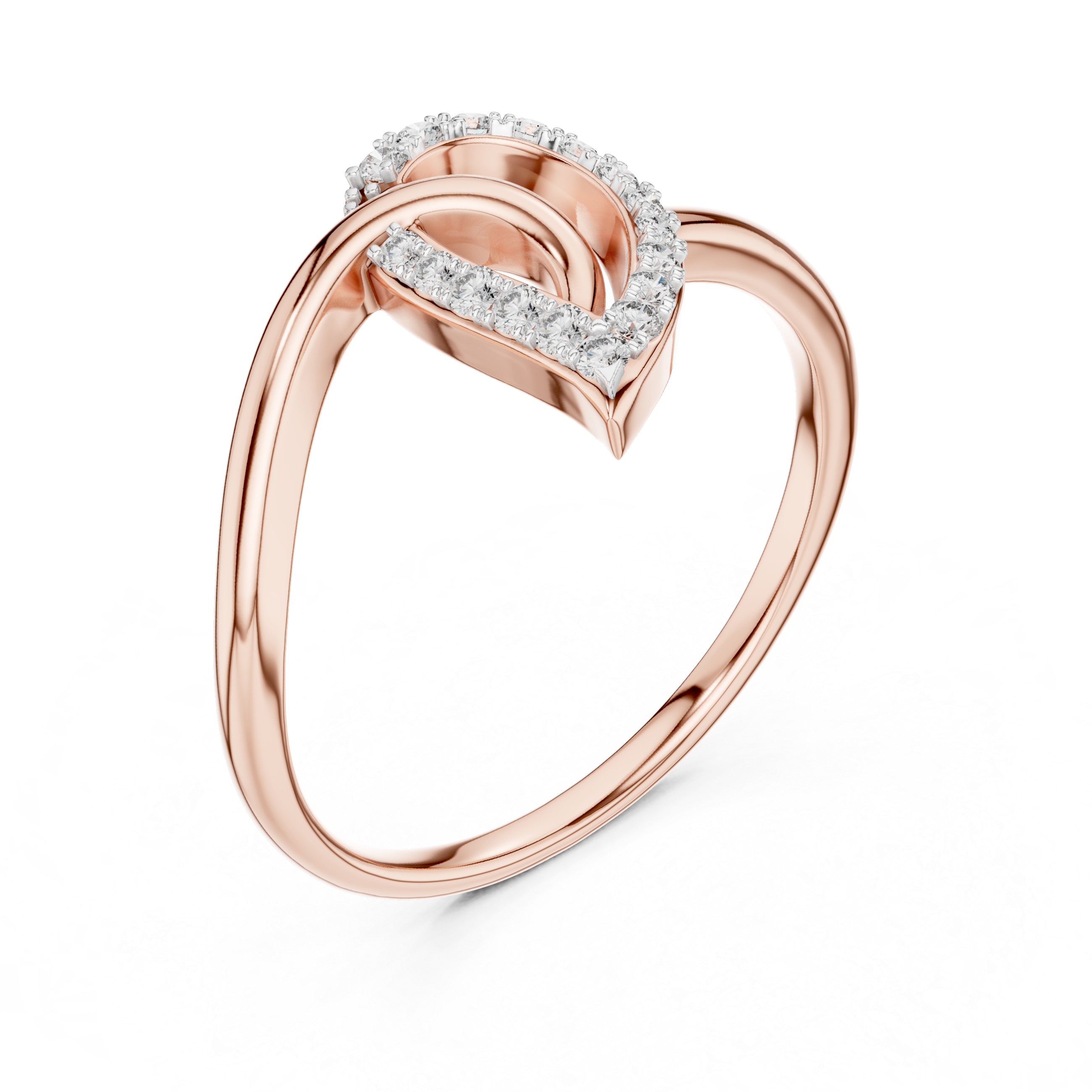 Open Heart Pavé Diamond Twist Ring